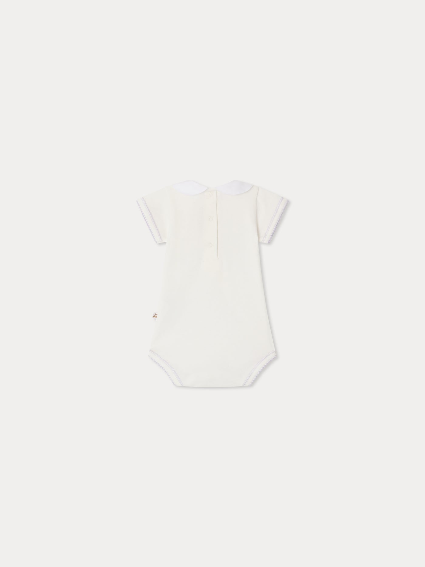 Hand-embroidered Cygne bodysuit in organic cotton