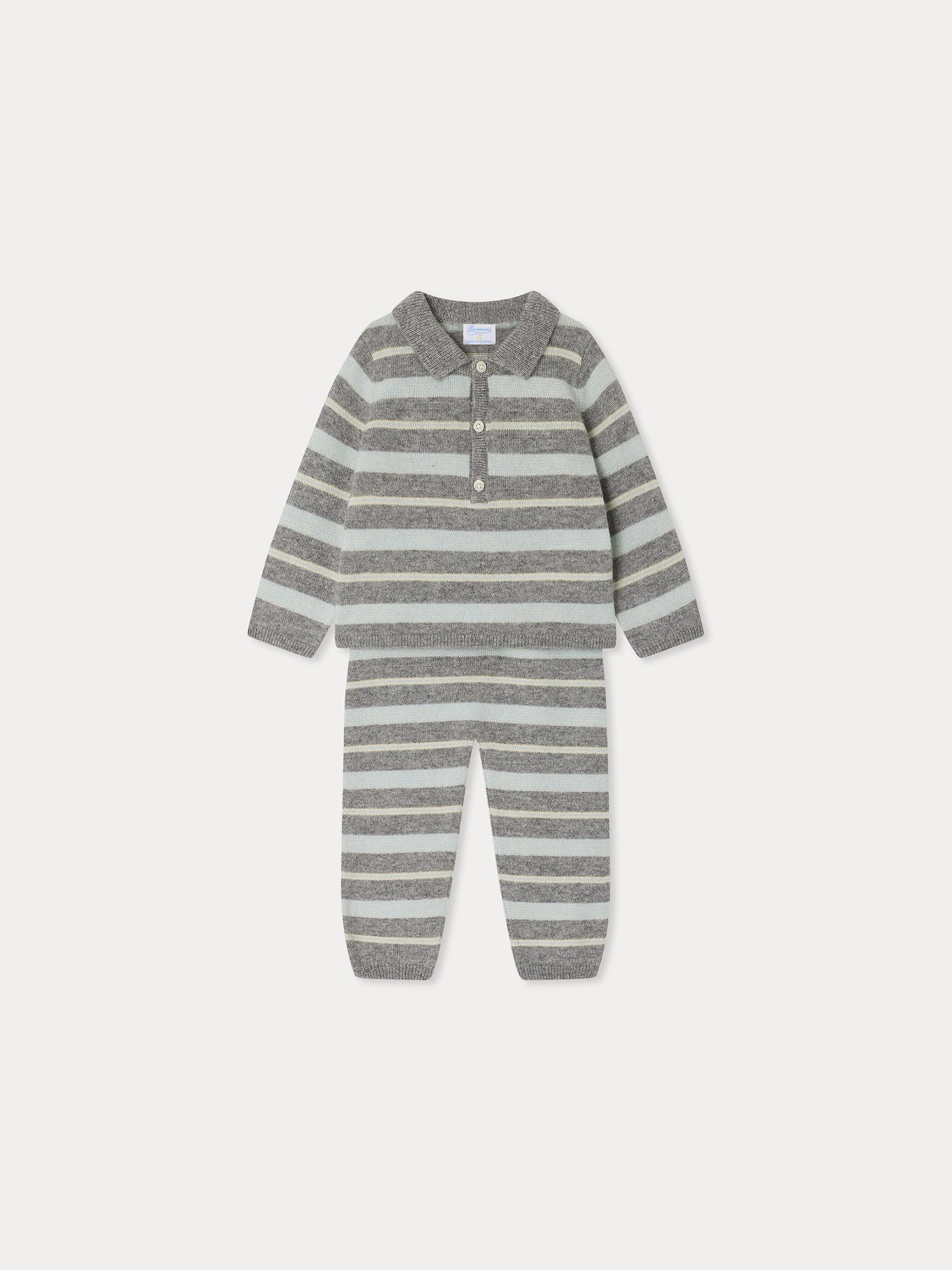 Bonpoint x Guest in Residence Lumi striped cashmere set in heather gray