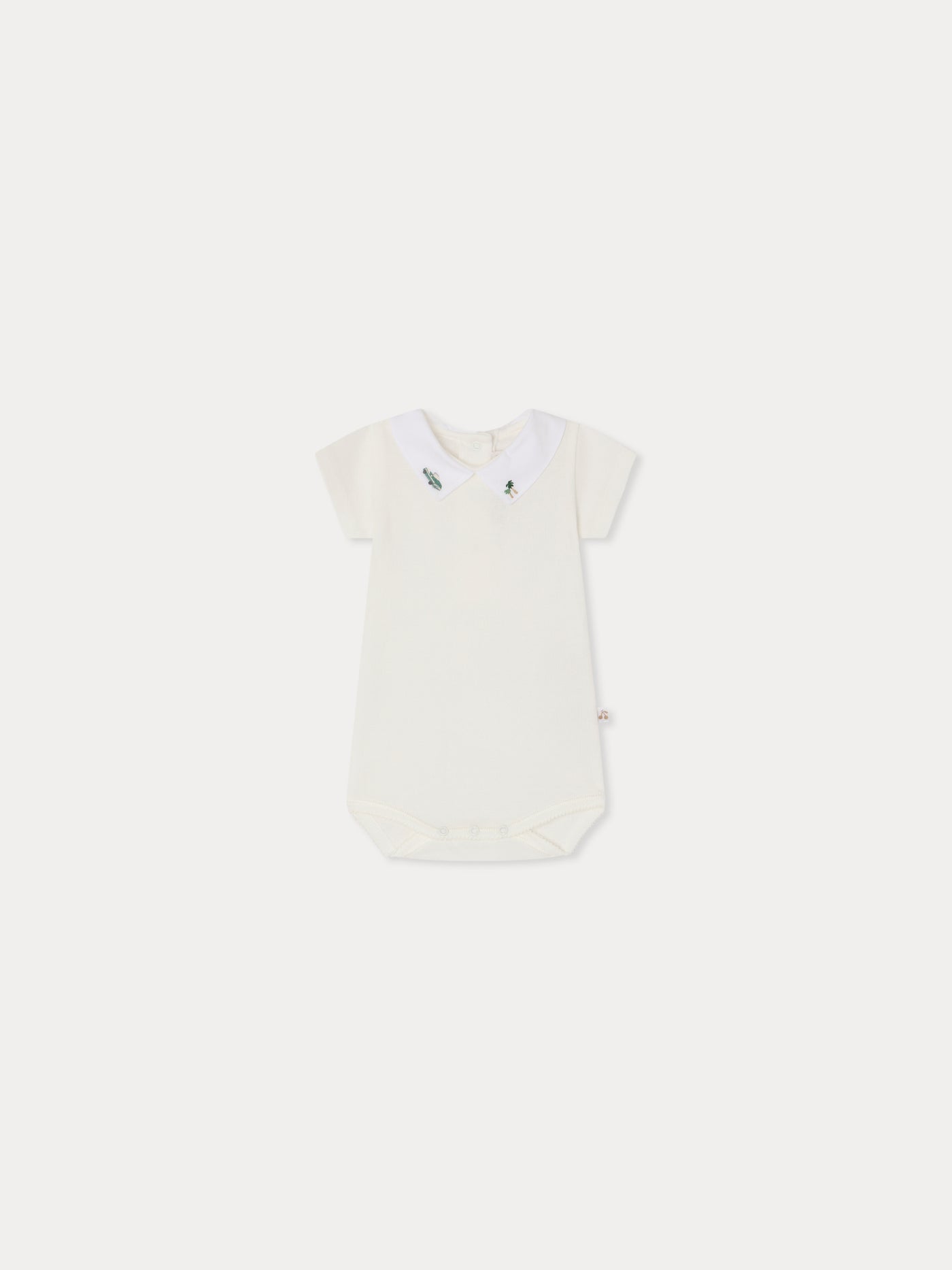 Hand-embroidered Juillet bodysuit in organic cotton