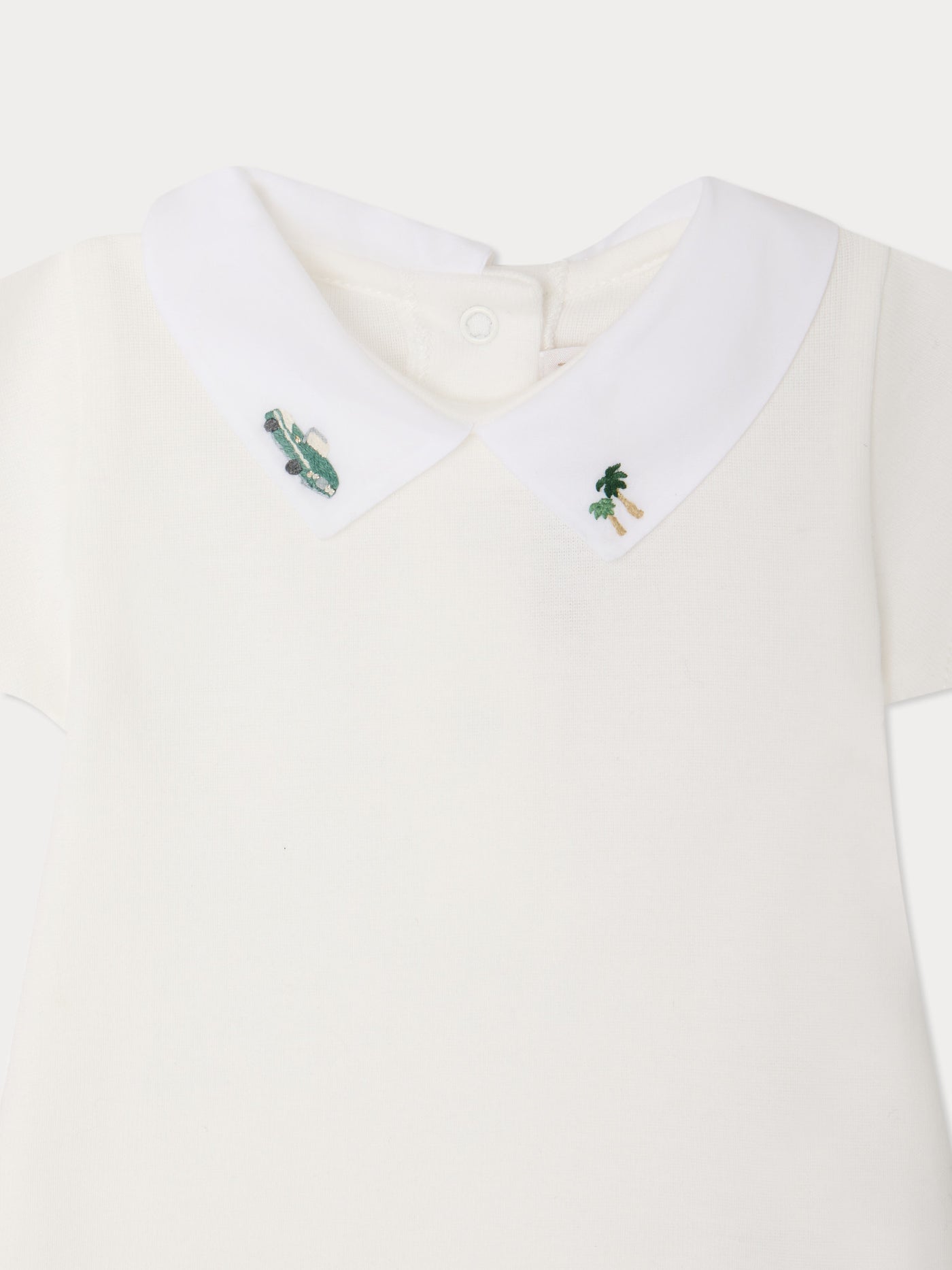 Hand-embroidered Juillet bodysuit in organic cotton