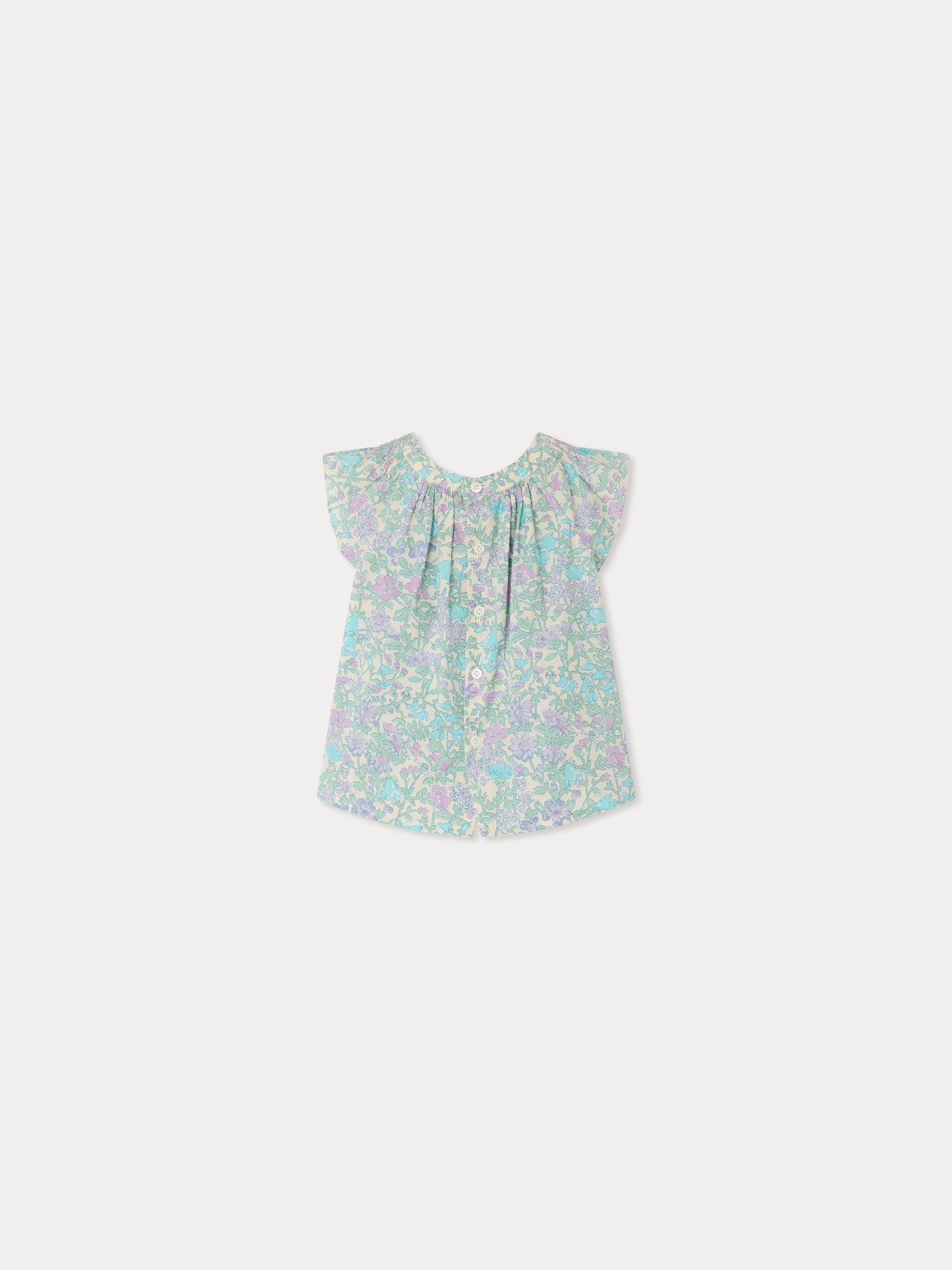 Laurie blouse smocked and hand-embroidered in Liberty organic cotton fabric