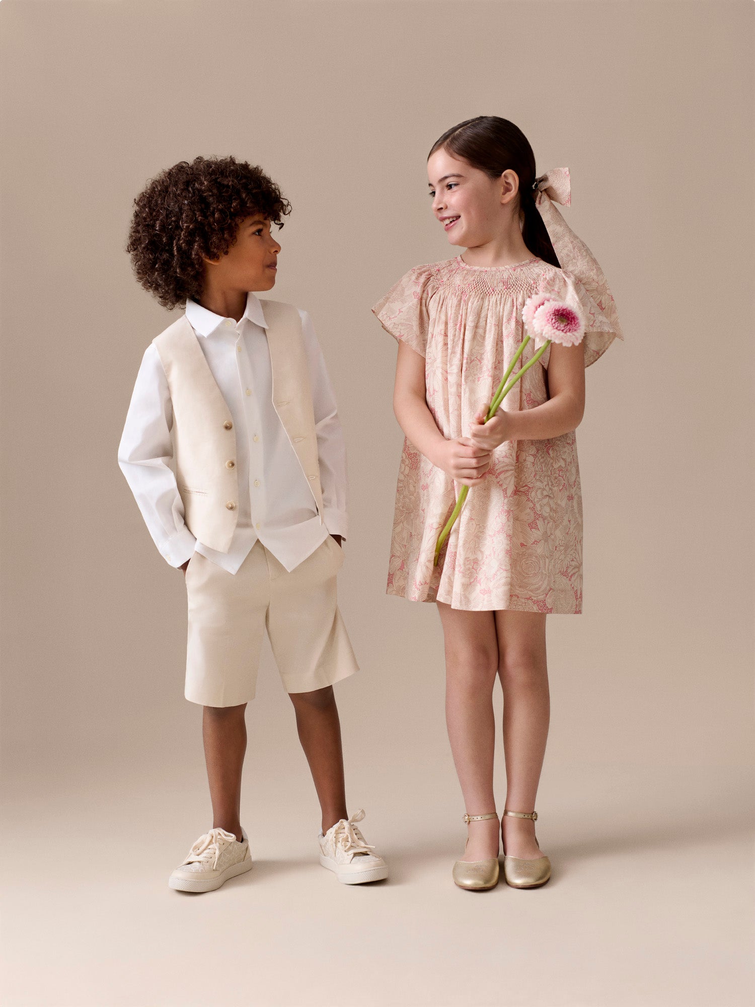 Arlene dress smocked and hand-embroidered in Liberty organic