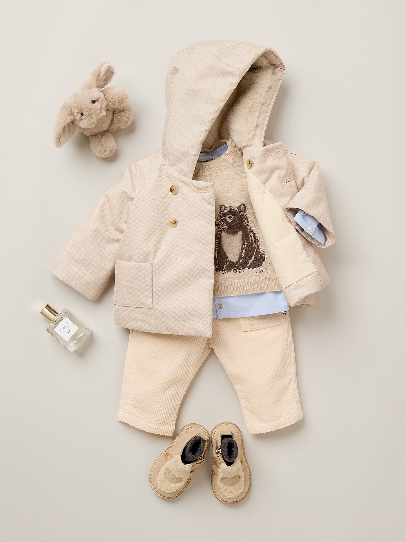 Almire baby jumper with embroidered bear in cashmere
