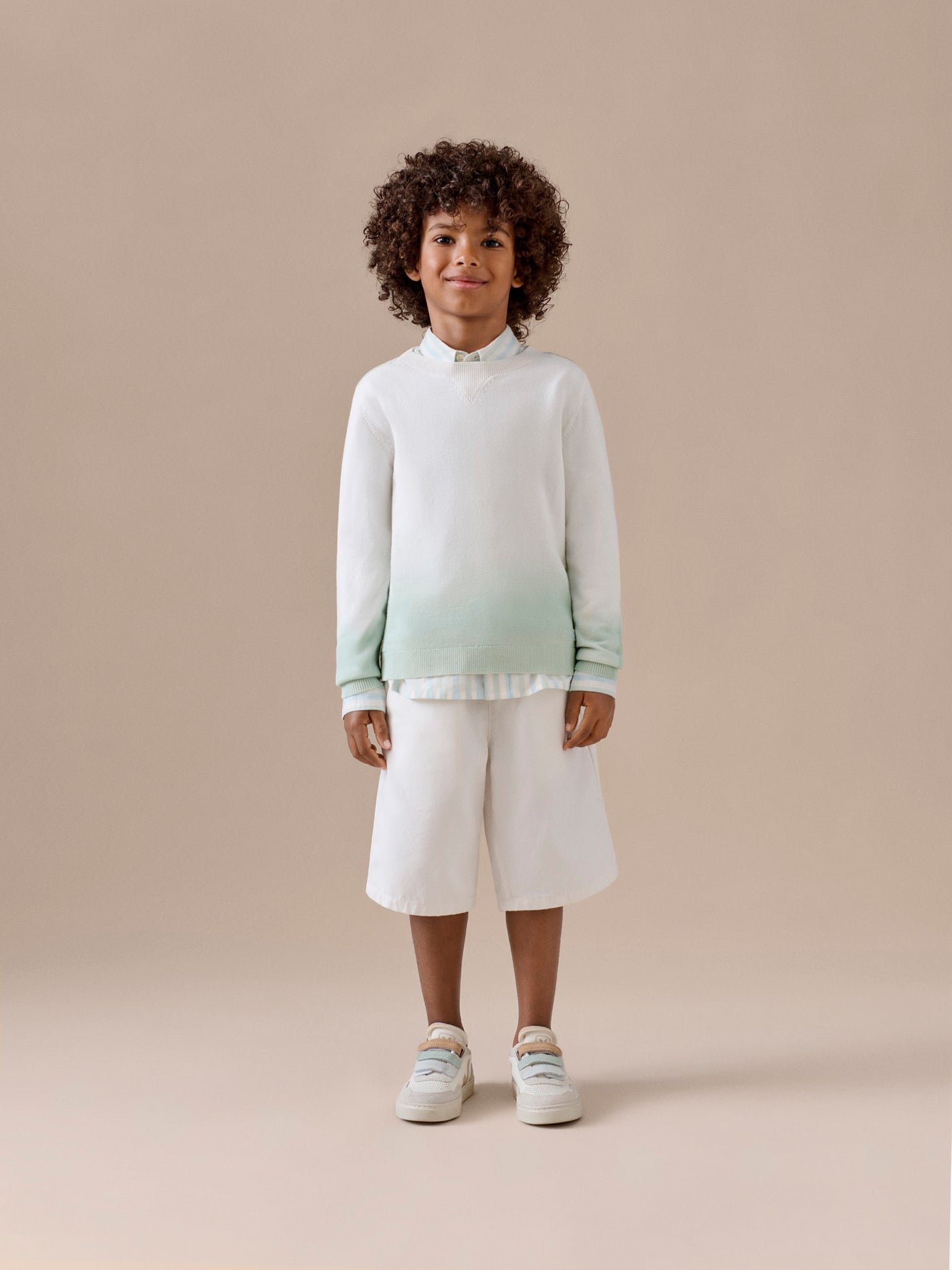 Tahar green dip-dye sweater in organic cotton
