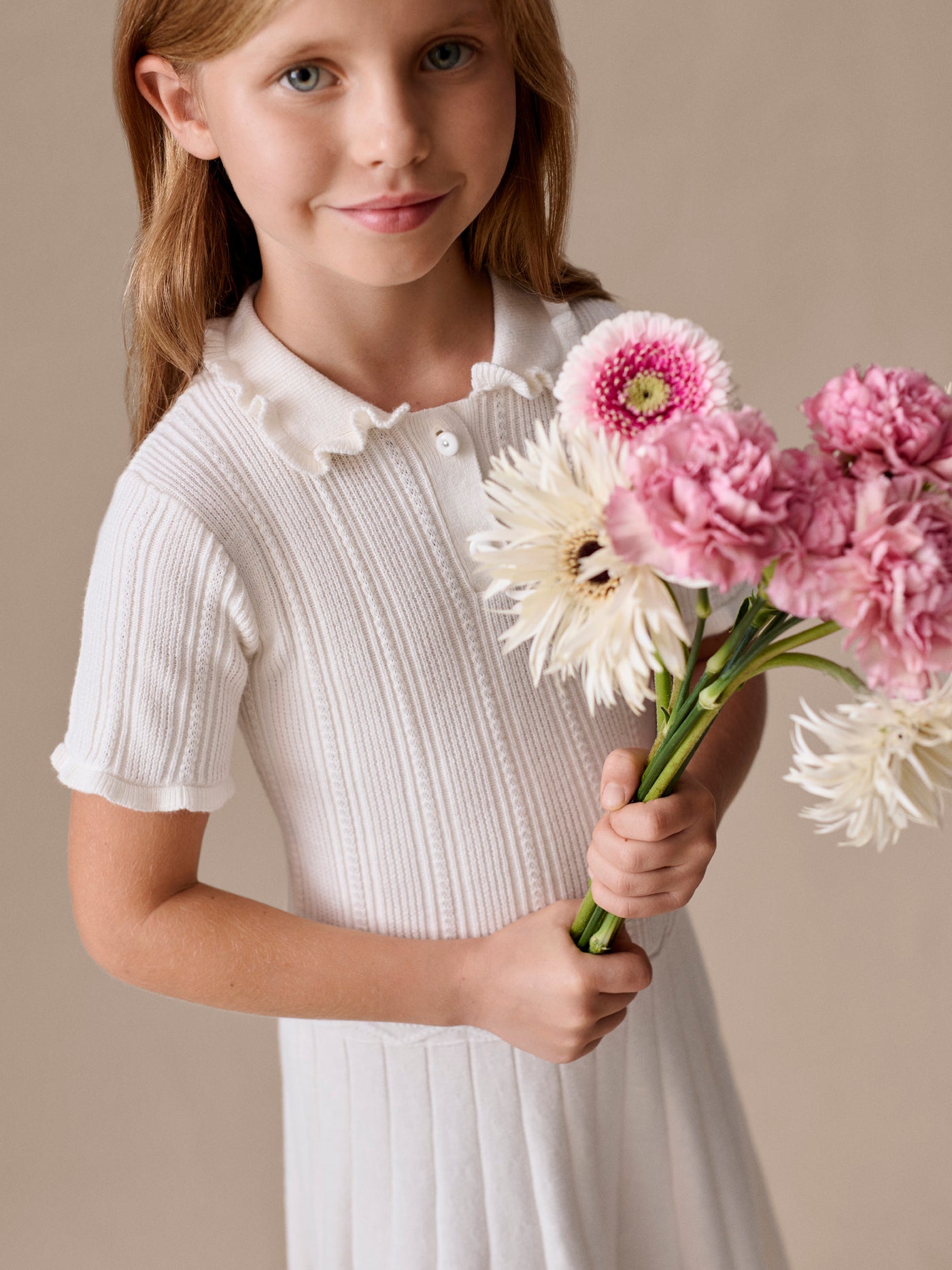 Lobelie ruffled dress in organic cotton and cashmere