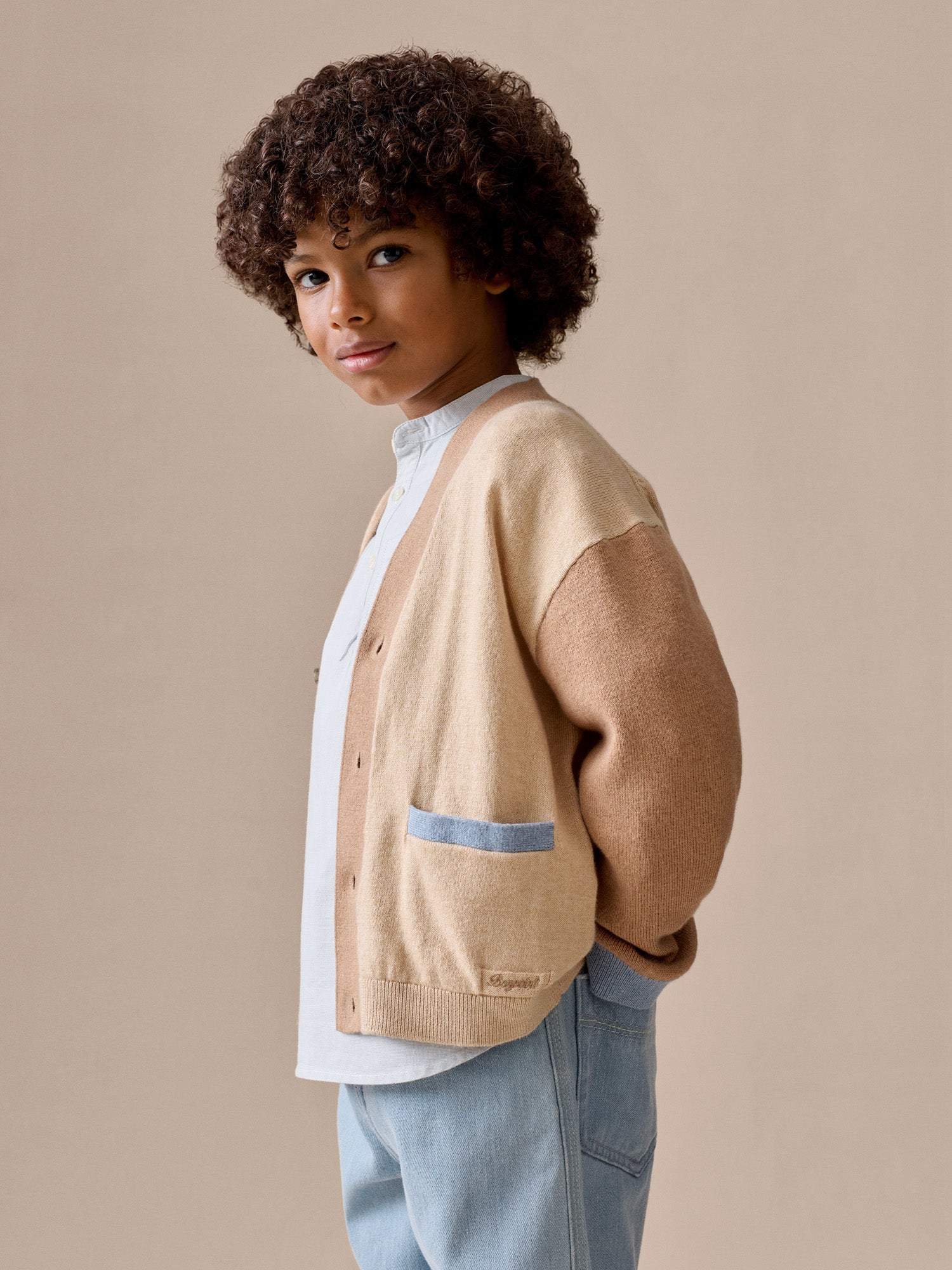 Edouard V-neck cardigan in organic cotton and cashmere • Bonpoint