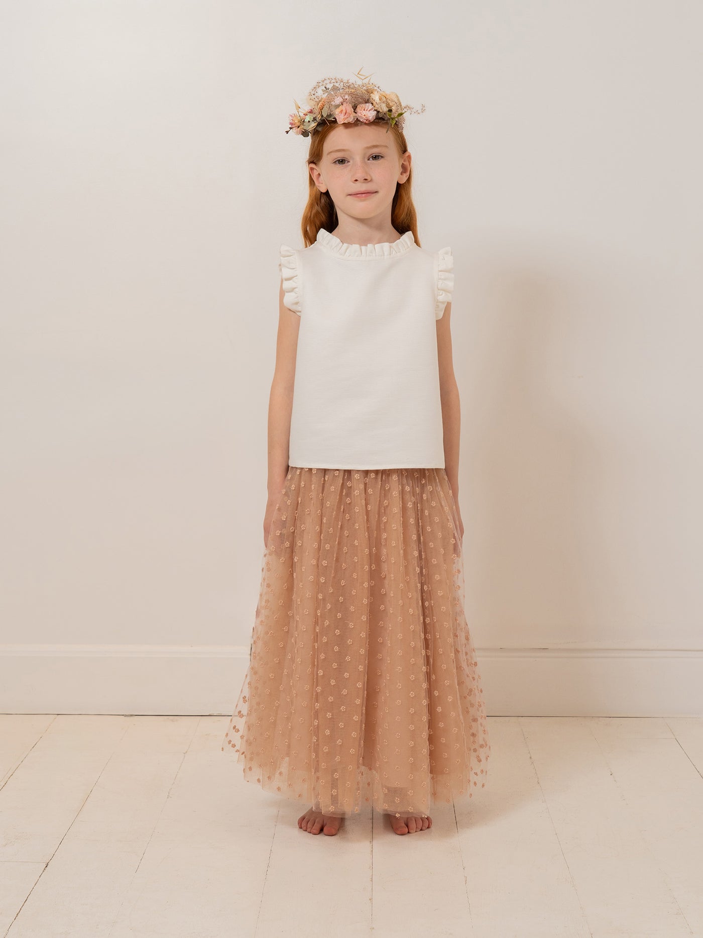 Panice skirt in tulle embroidered with flowers