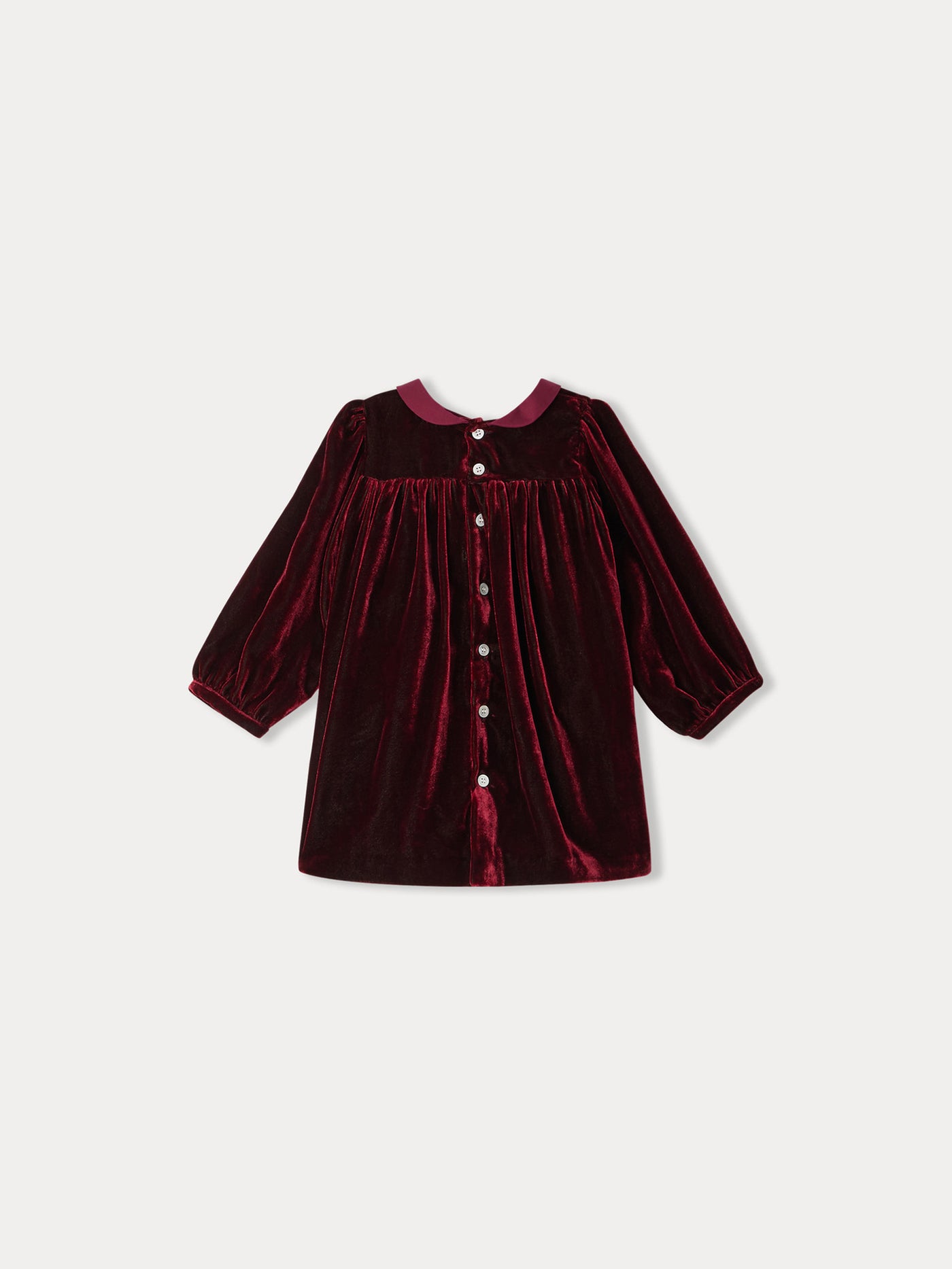 Trinité smocked dress in silk velvet