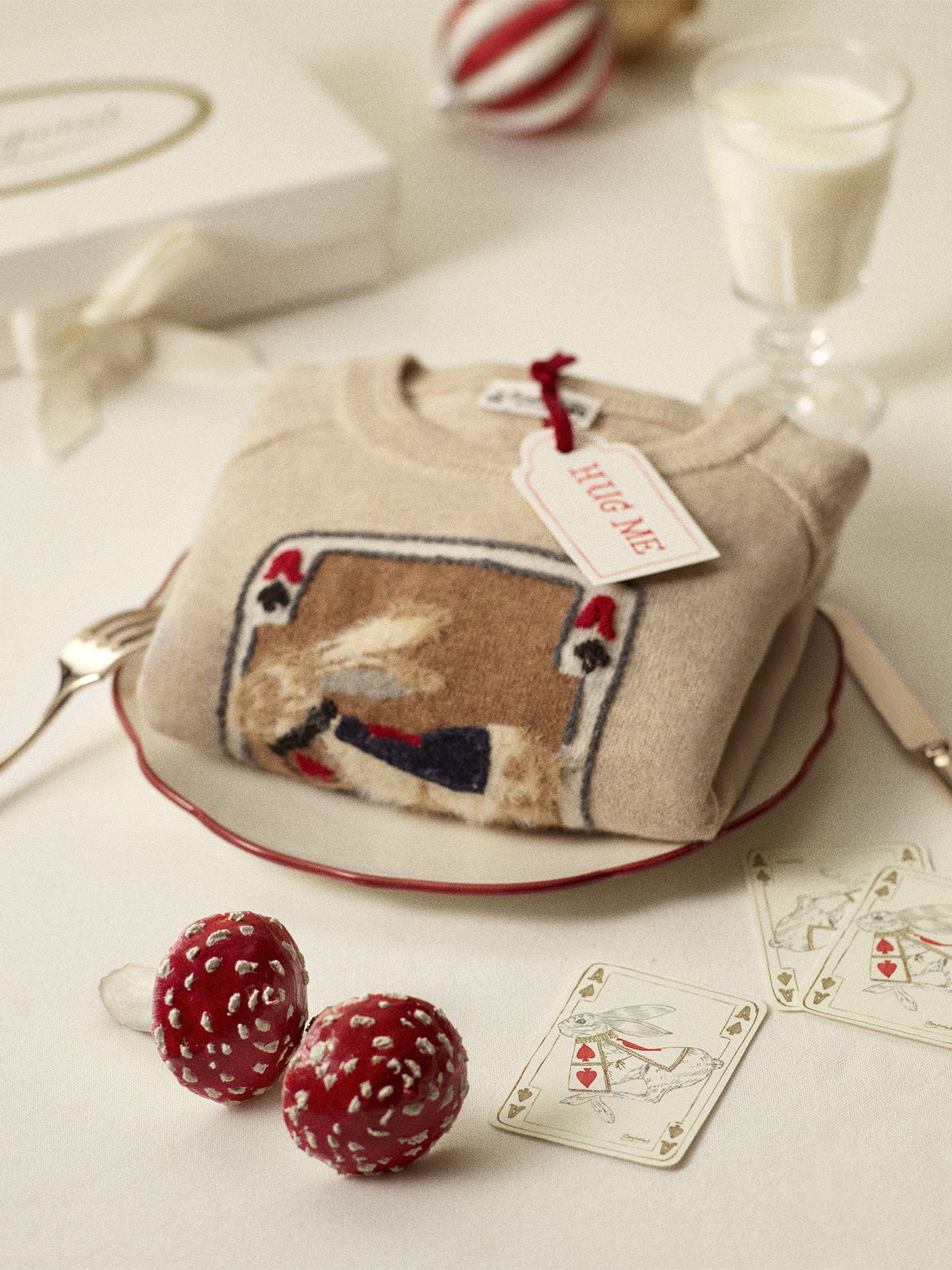 Emerson jacquard and rabbit hand-embroidered wool sweater