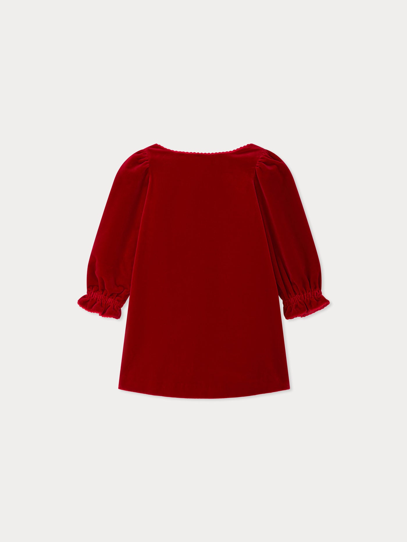 Jove dress with a tie at the back in organic cotton velvet