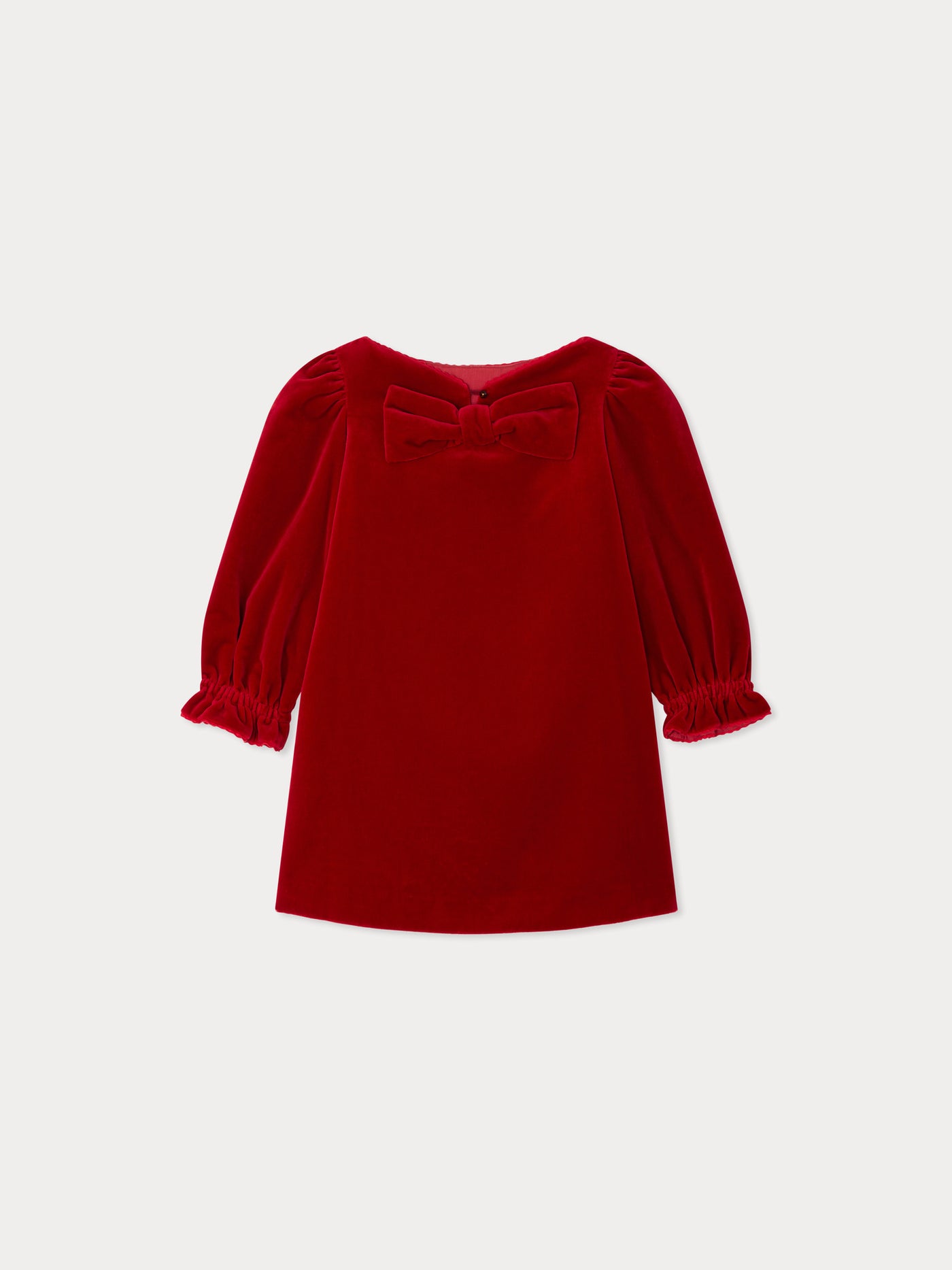 Jove dress with a tie at the back in organic cotton velvet