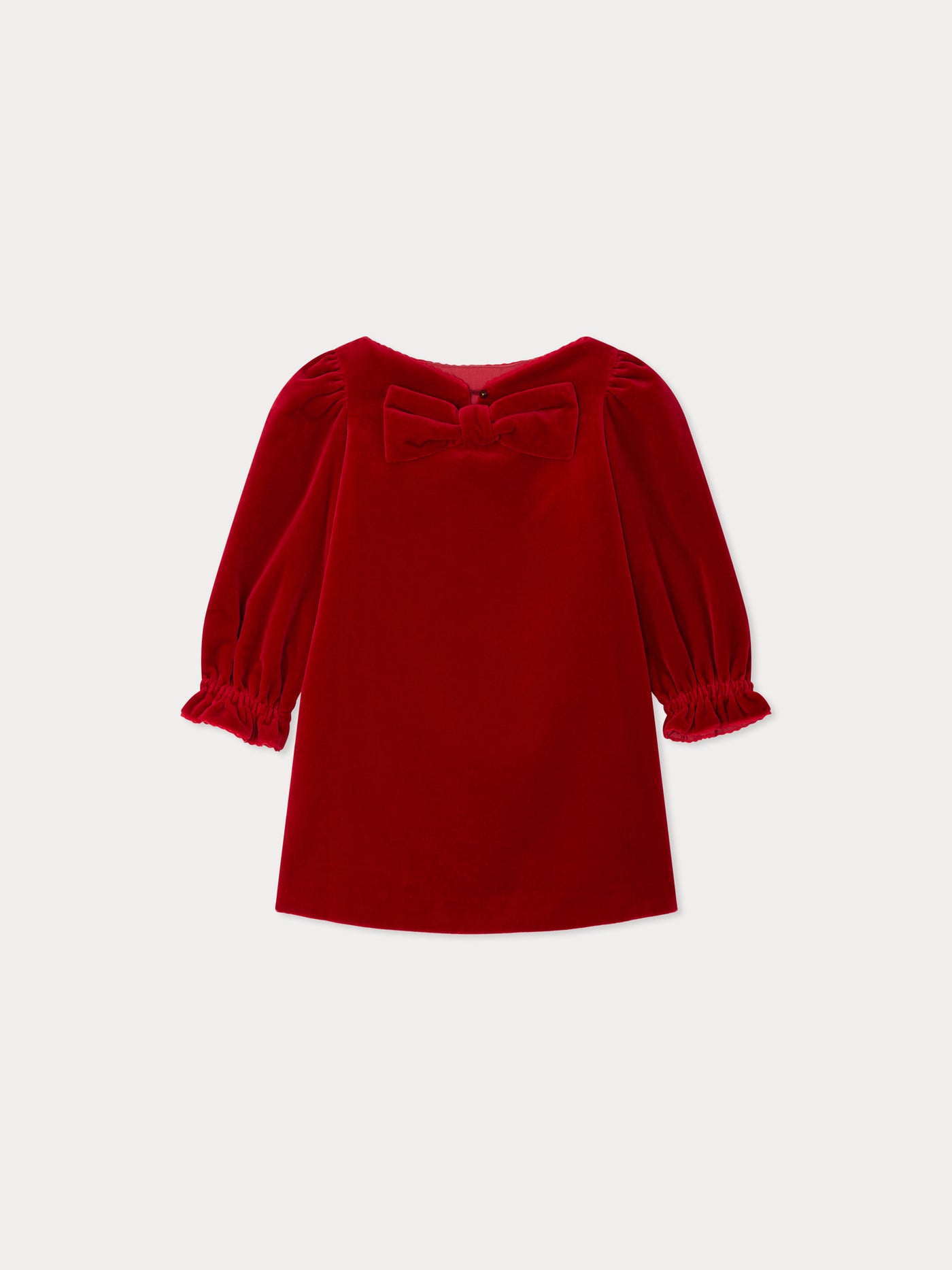 Jove dress with a tie at the back in organic cotton velvet
