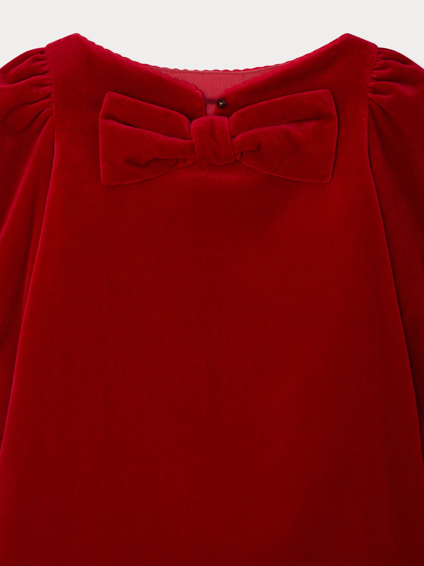 Jove dress with a tie at the back in organic cotton velvet