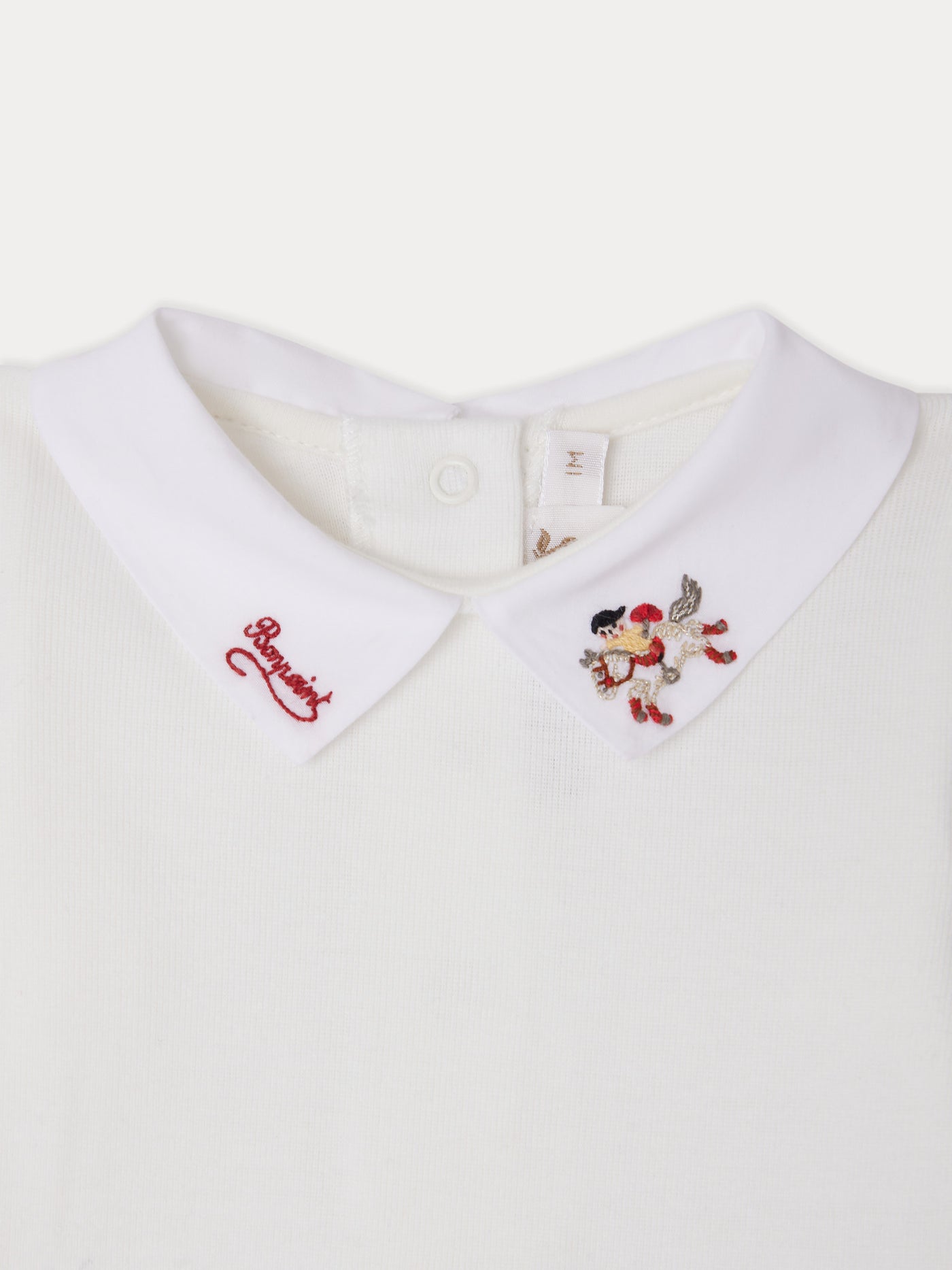 September bodysuit with embroidered horse collar in organic cotton