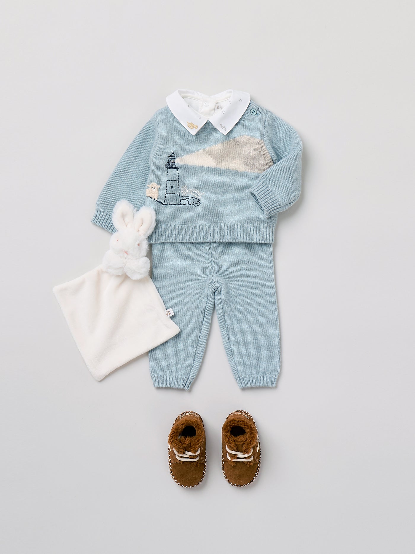 Leandre set with lighthouse motif in wool