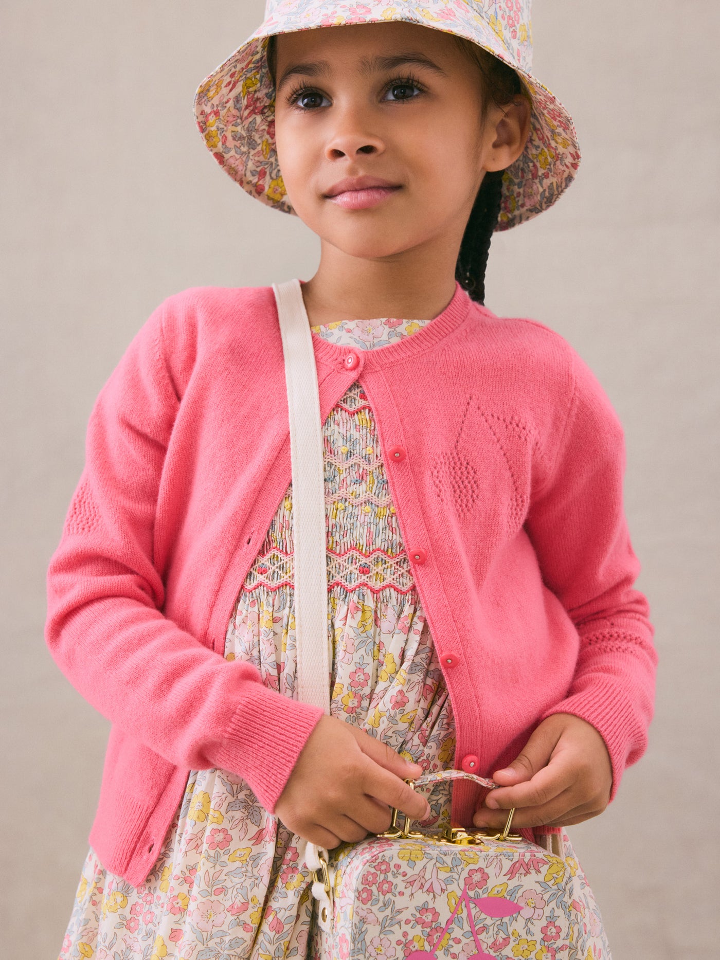 Ginger cardigan in dark pink cashmere