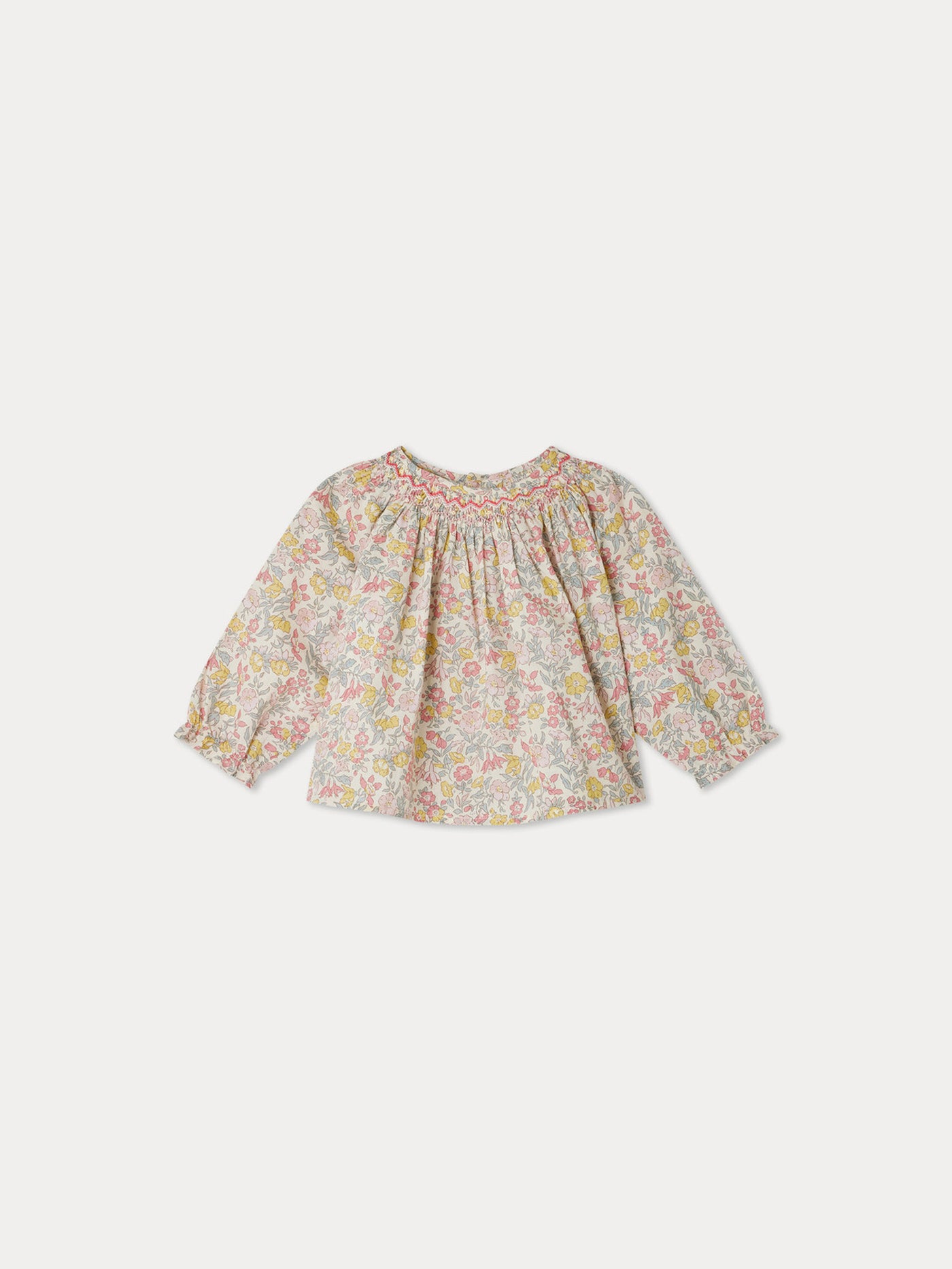 Griotte smocked blouse in pink Liberty fabric