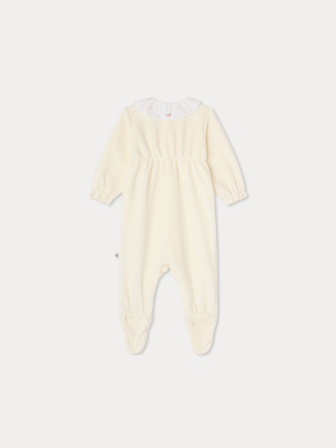 Lintina velvet pyjamas with hand-embroidered bird collar