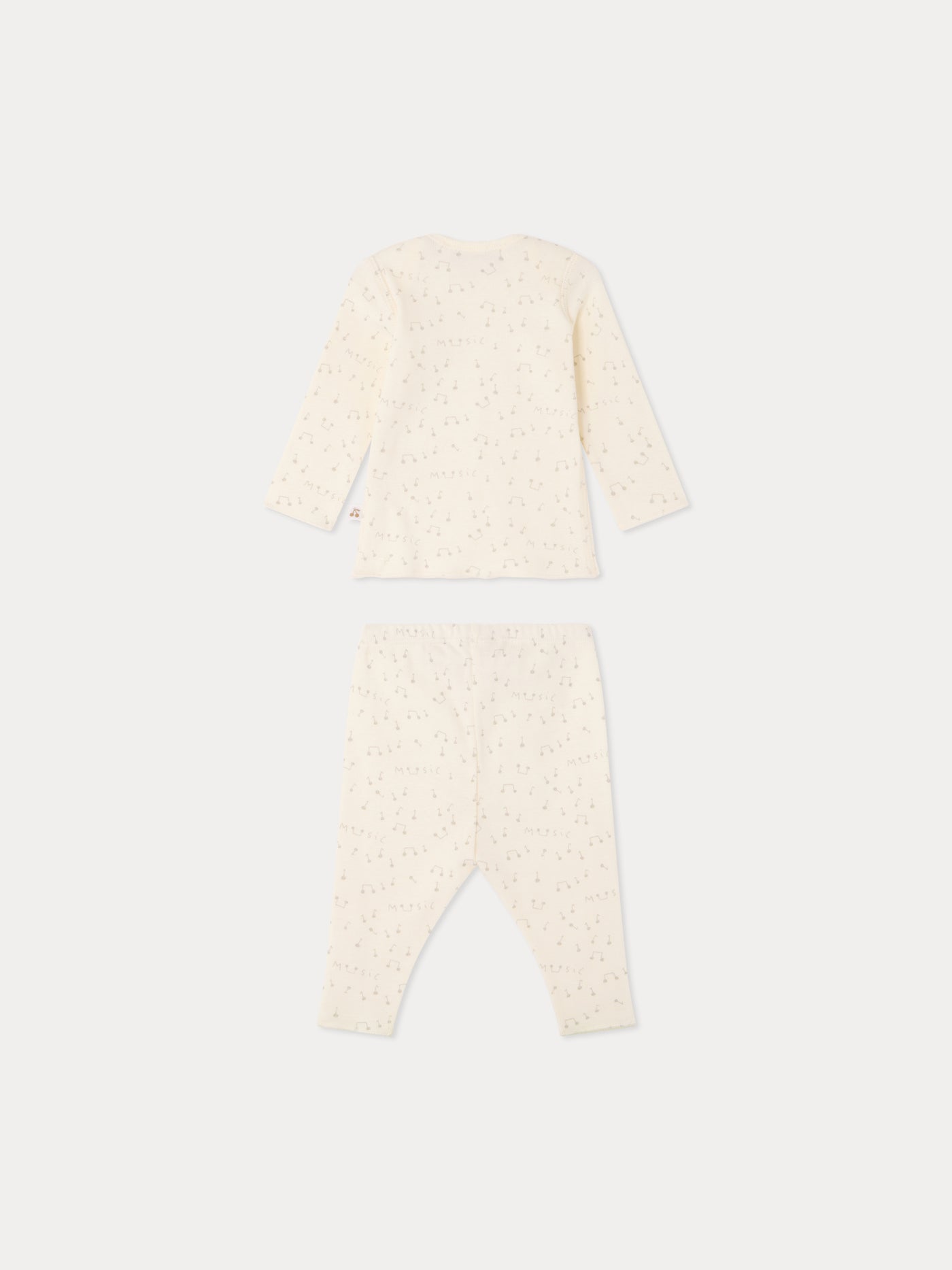 Timi set printed with cherries and musical notes in organic cotton