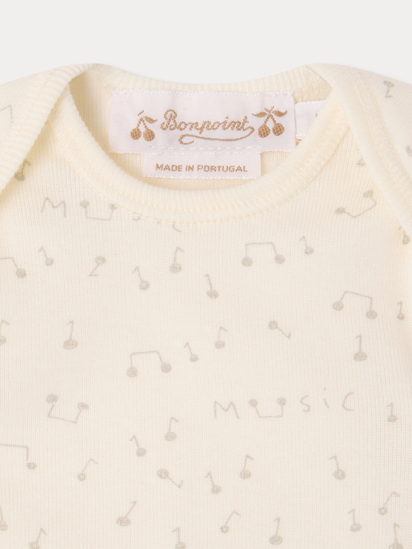 Timi set printed with cherries and musical notes in organic cotton