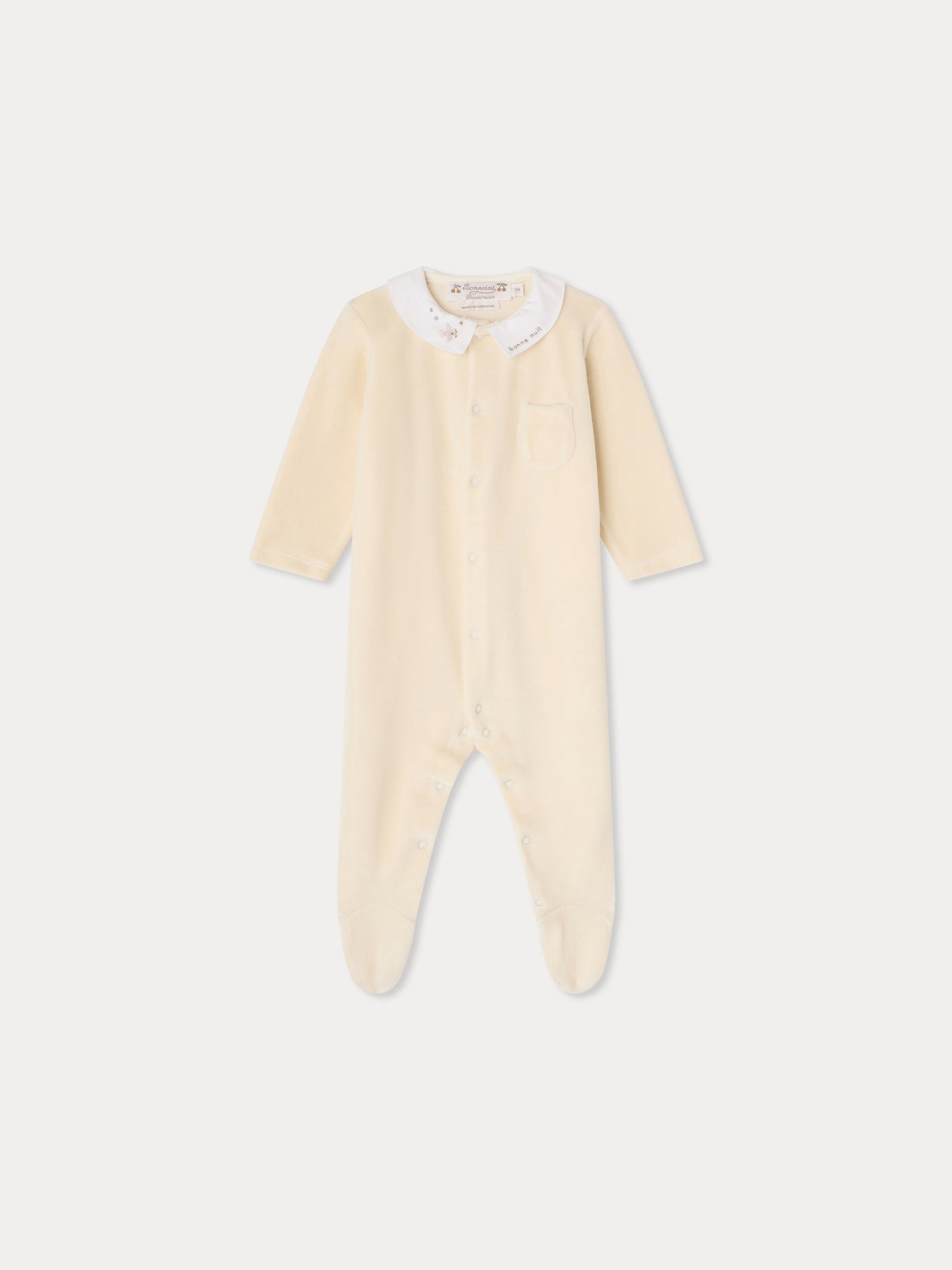 Tilouan velour pyjamas with hand-embroidered bird collar