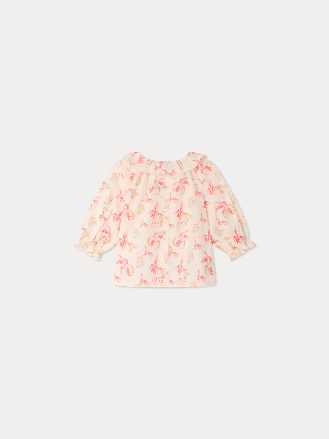 Dolci baby blouse with cherry print in organic cotton