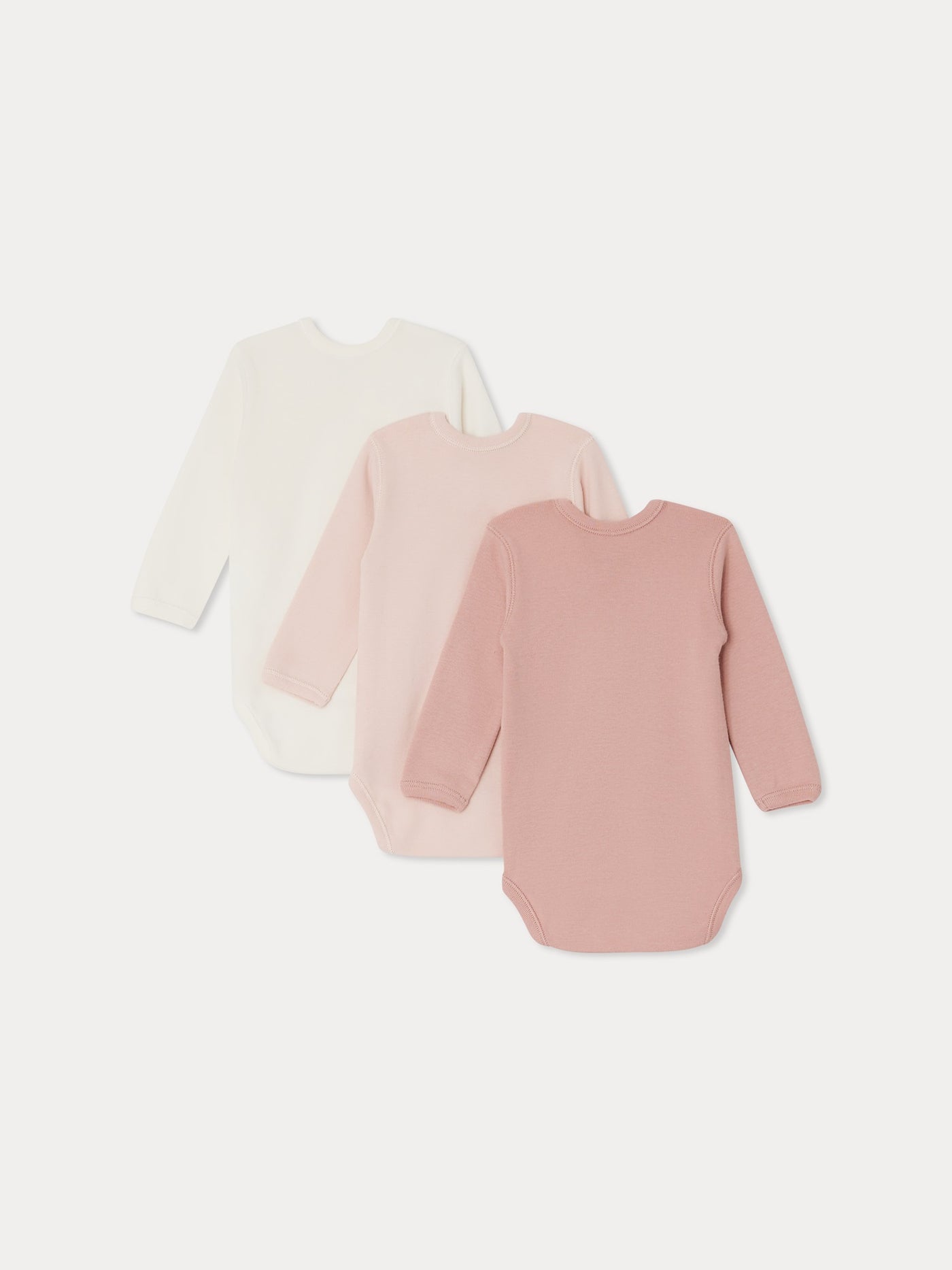 Set of 3 organic cotton wrapover bodysuits in pink