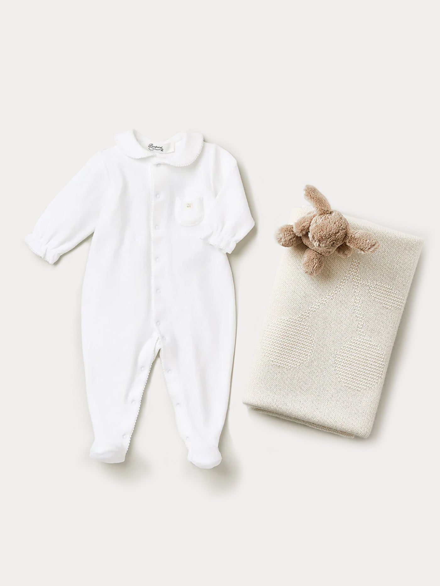 Baby round neck sleepsuit white