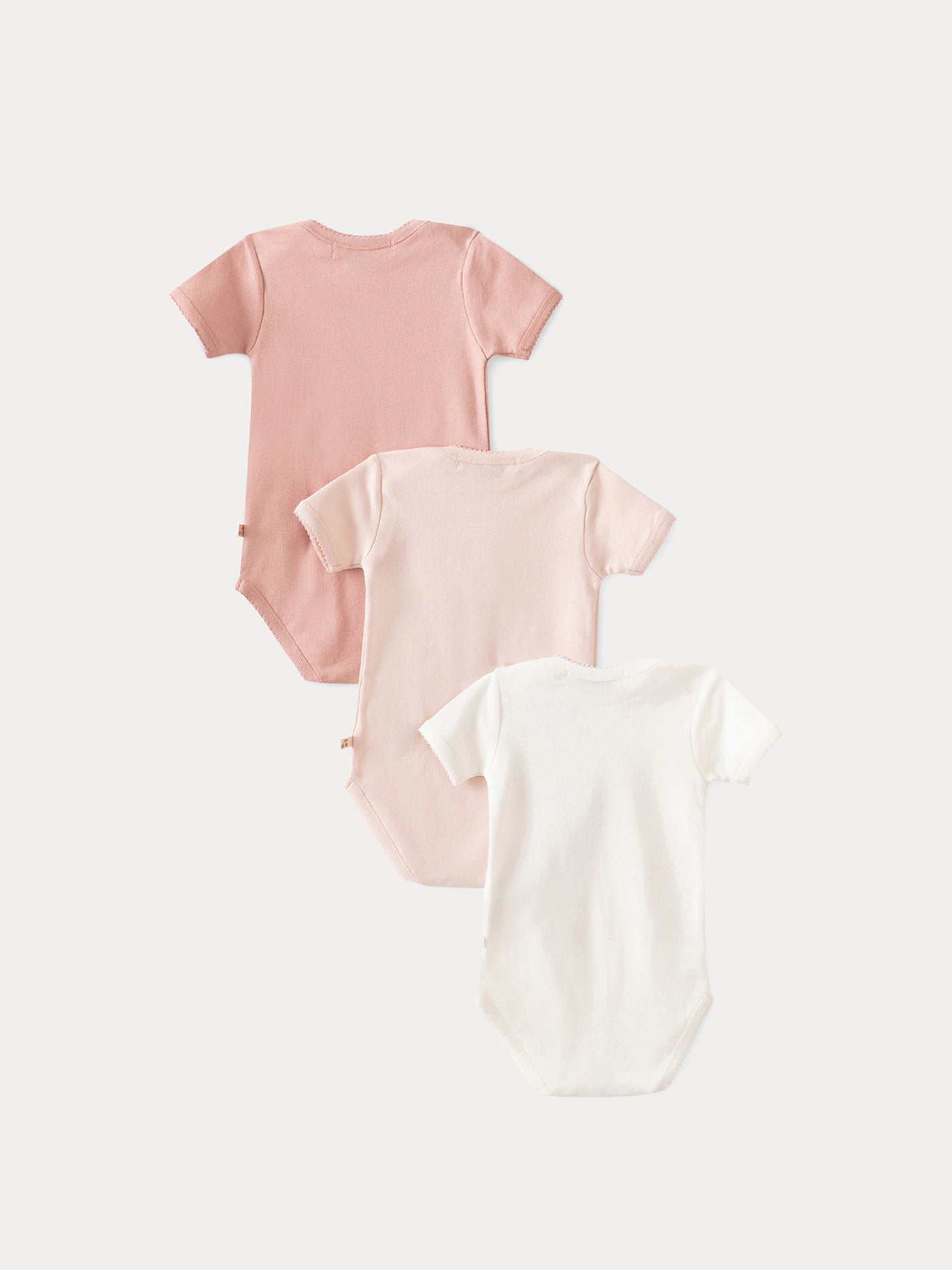 Set of Three Baby Organic Cotton Onesies pale pink