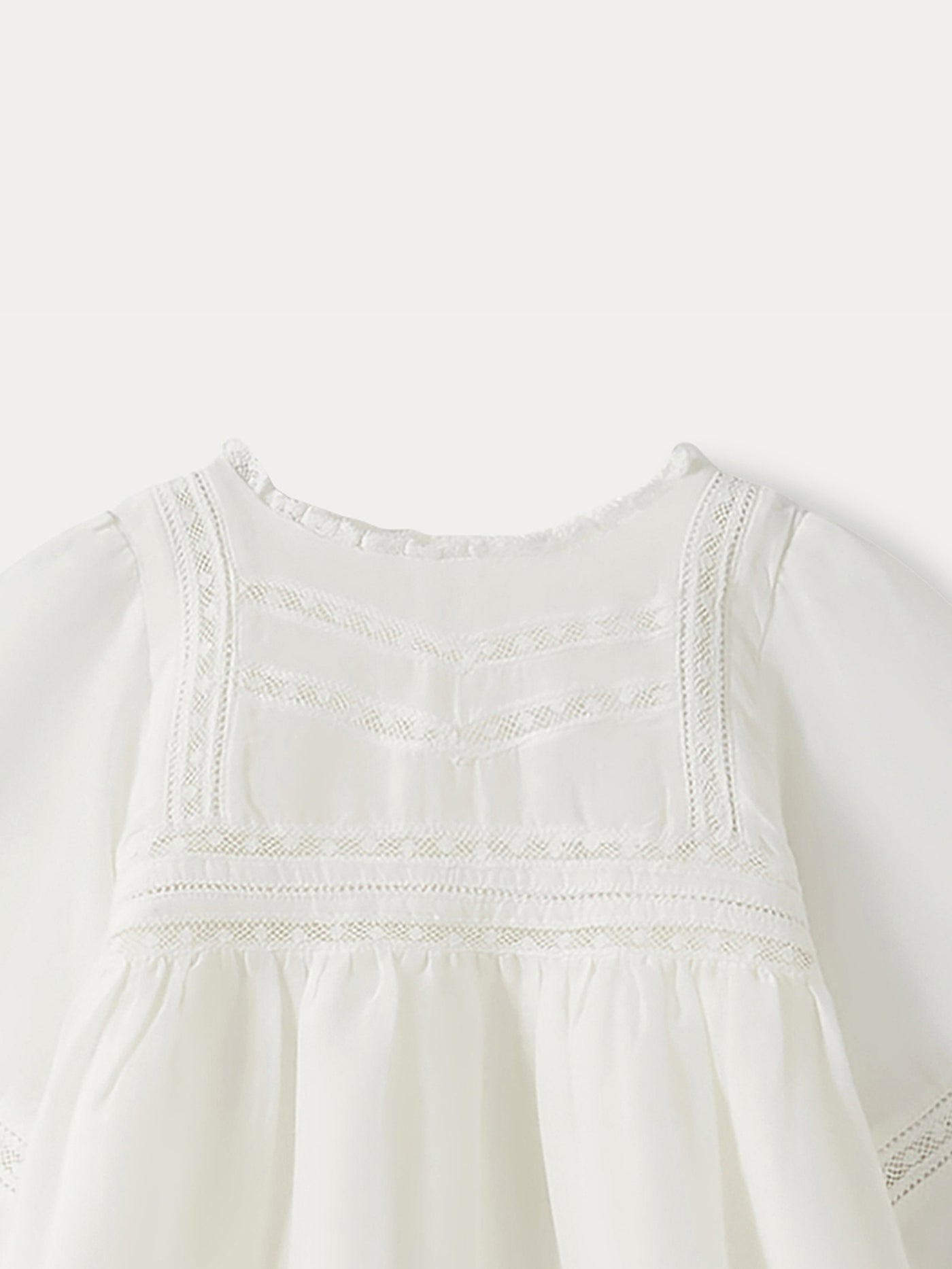 Silk Christening Dress for Baby milk white