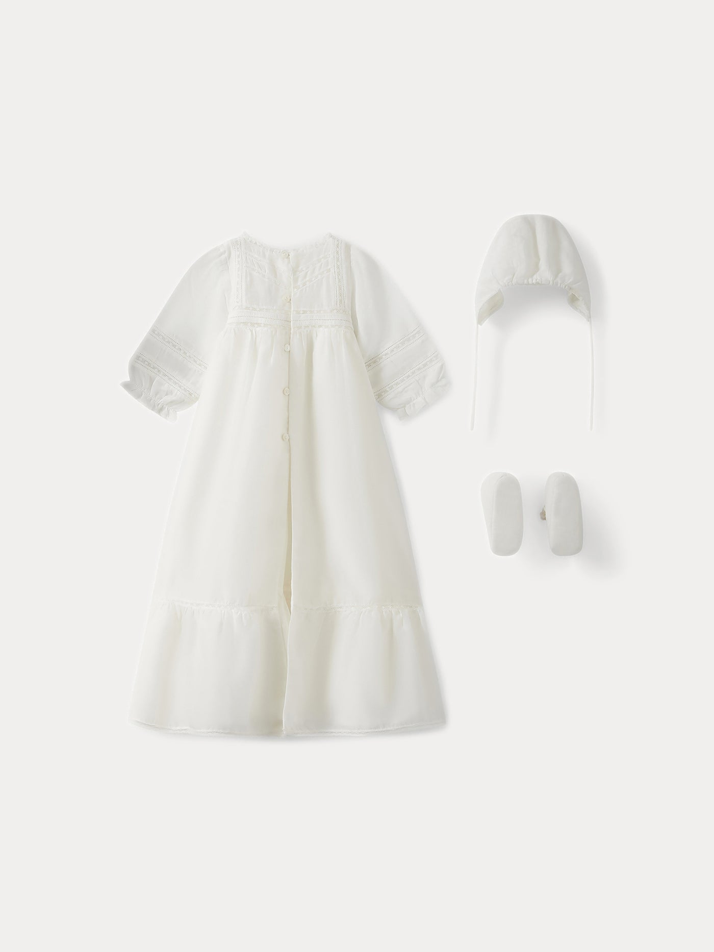 Silk Christening Dress for Baby milk white
