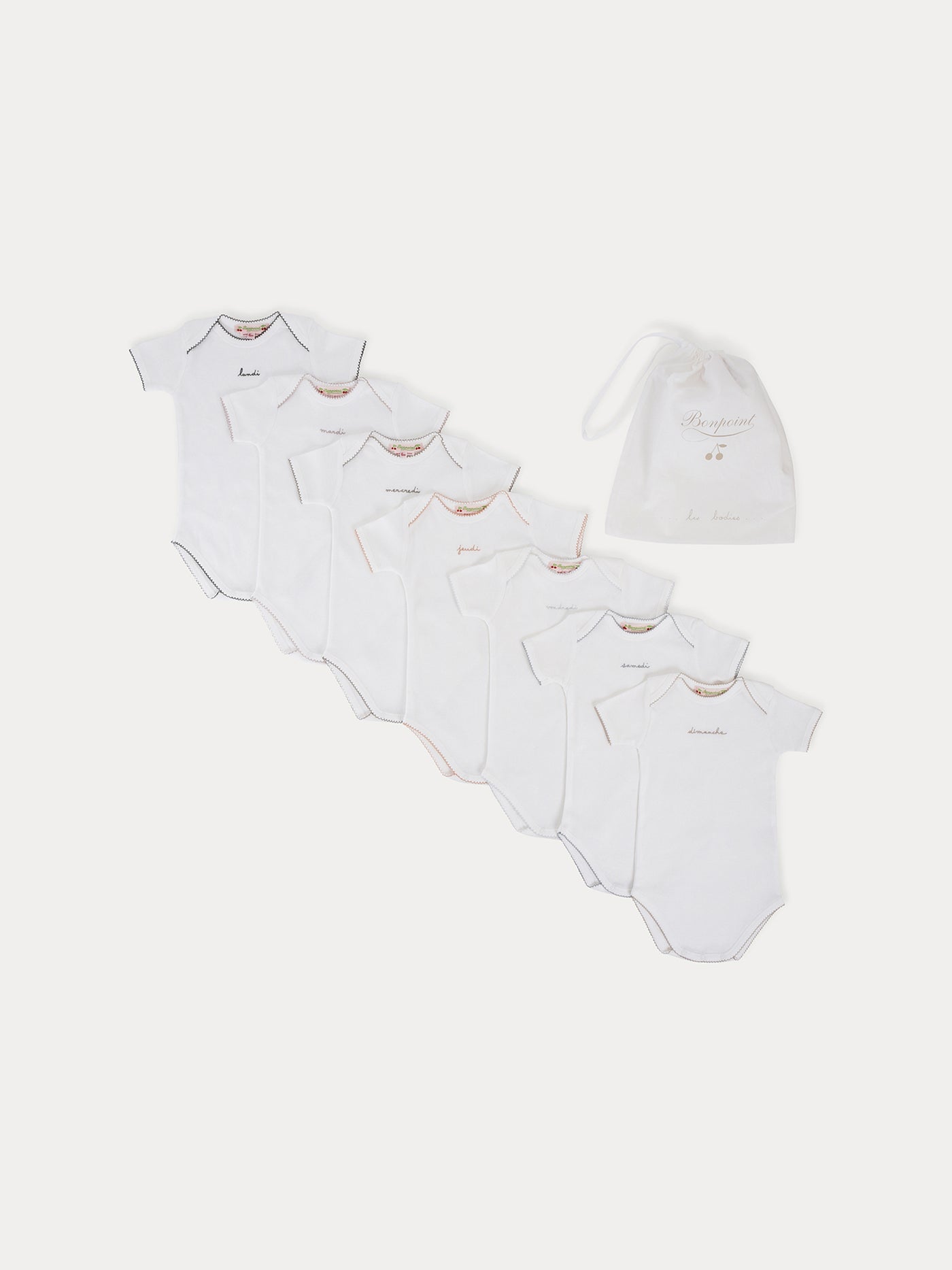 Baby Day-of-the-Week Onesies white