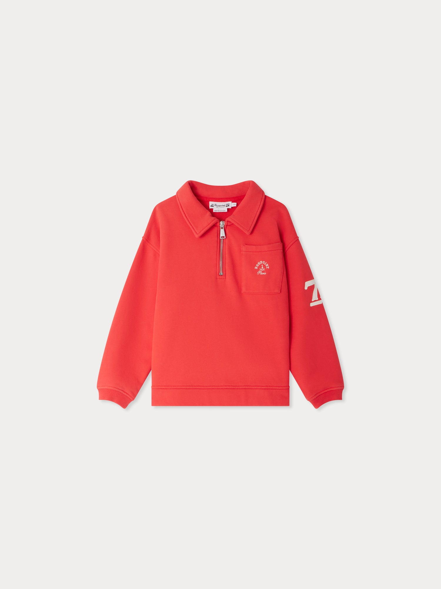 Bonpoint soft warm wool boys sweater red b selling & elbow patches