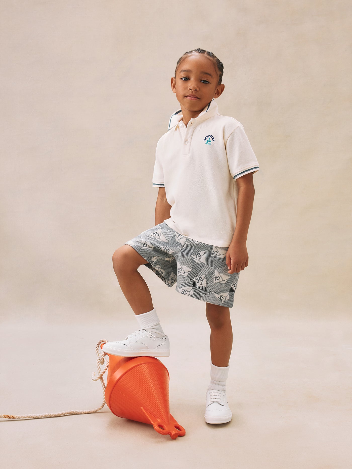 Edric polo with striped collar in organic cotton
