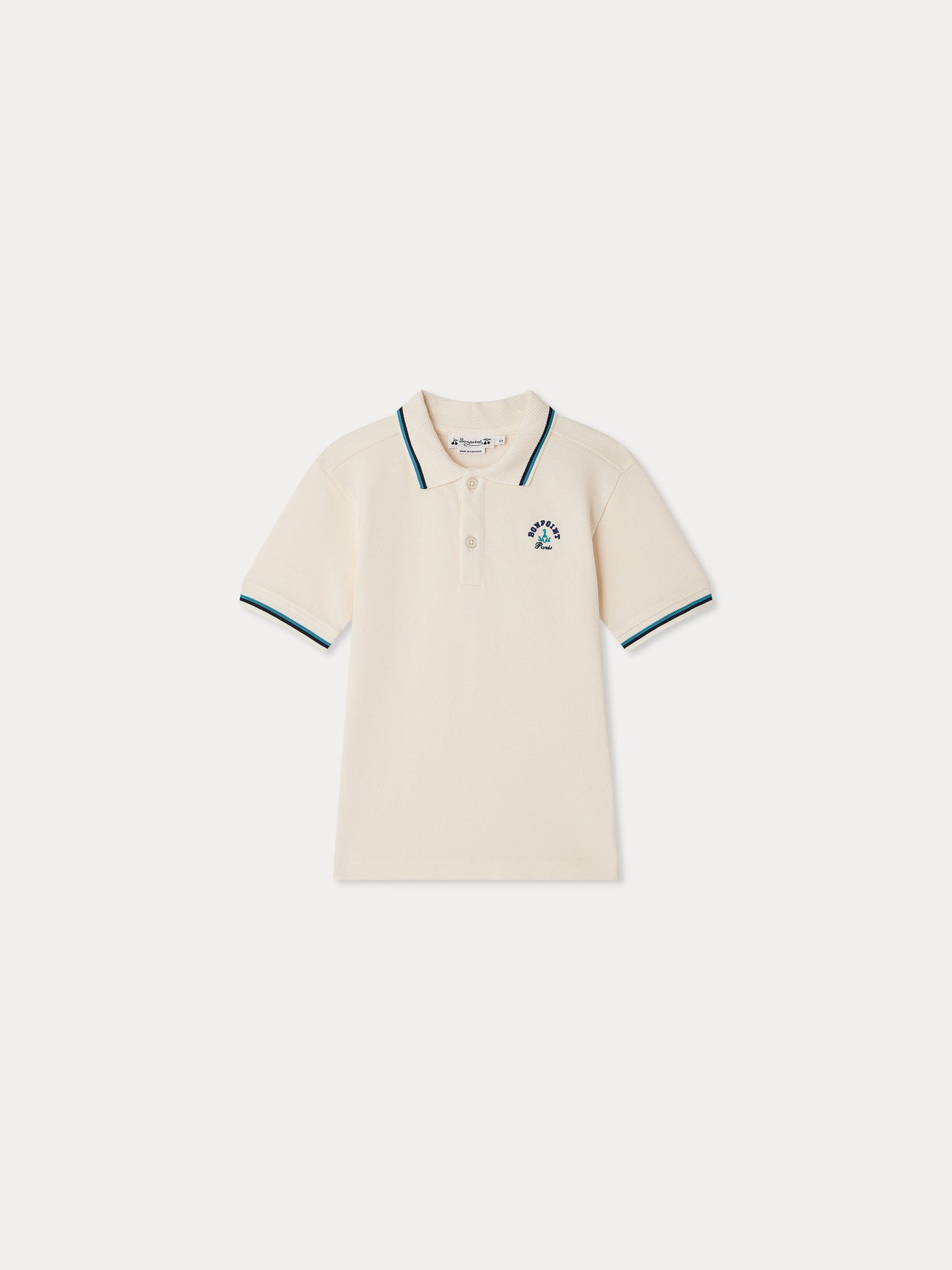 Edric polo with striped collar in organic cotton