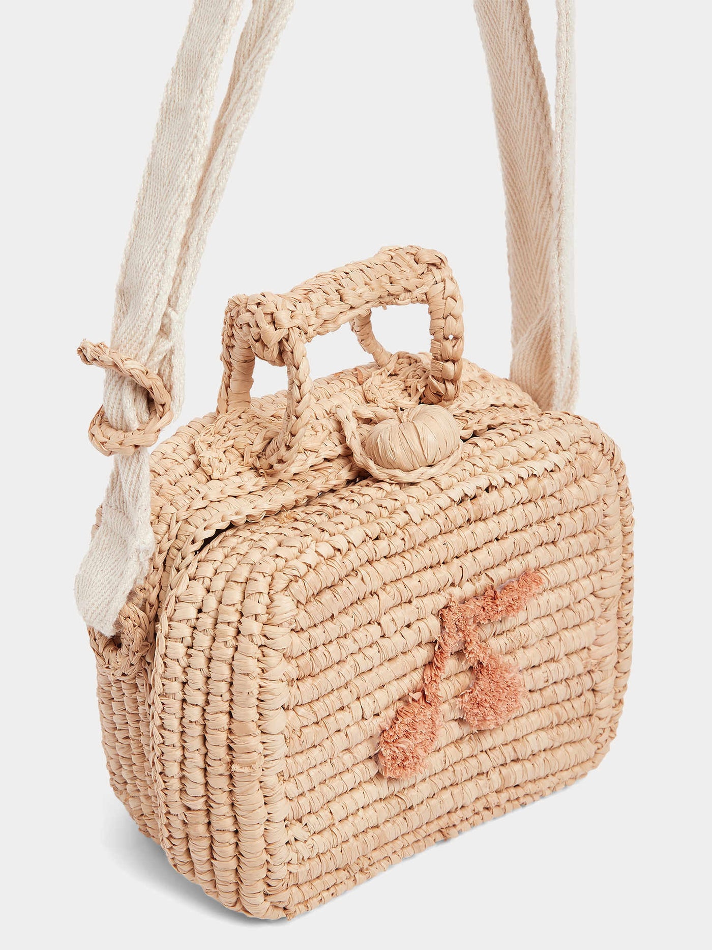 Aimane raffia suitcase bag with shoulder strap