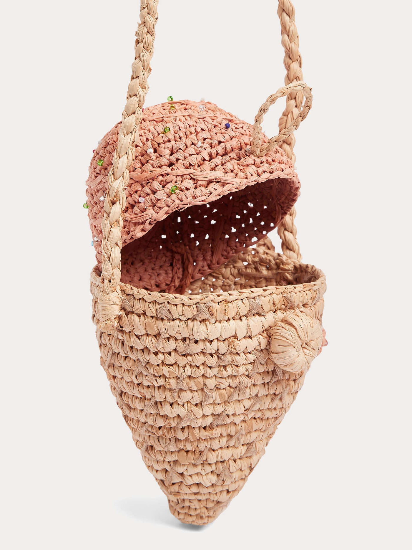 Elida raffia bag with ice-cream print