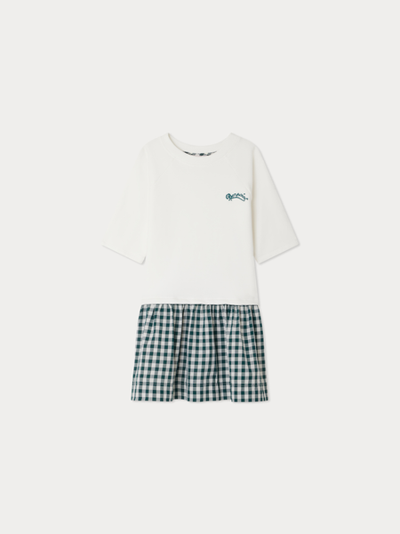 Effie embroidered dress with checks • Bonpoint
