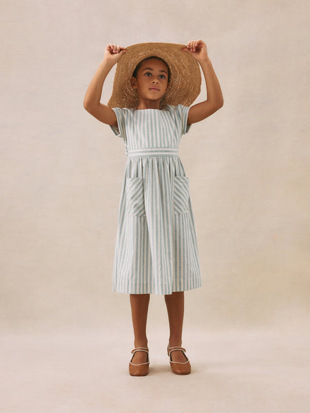 Edelweiss striped dress with openwork in the back • Bonpoint
