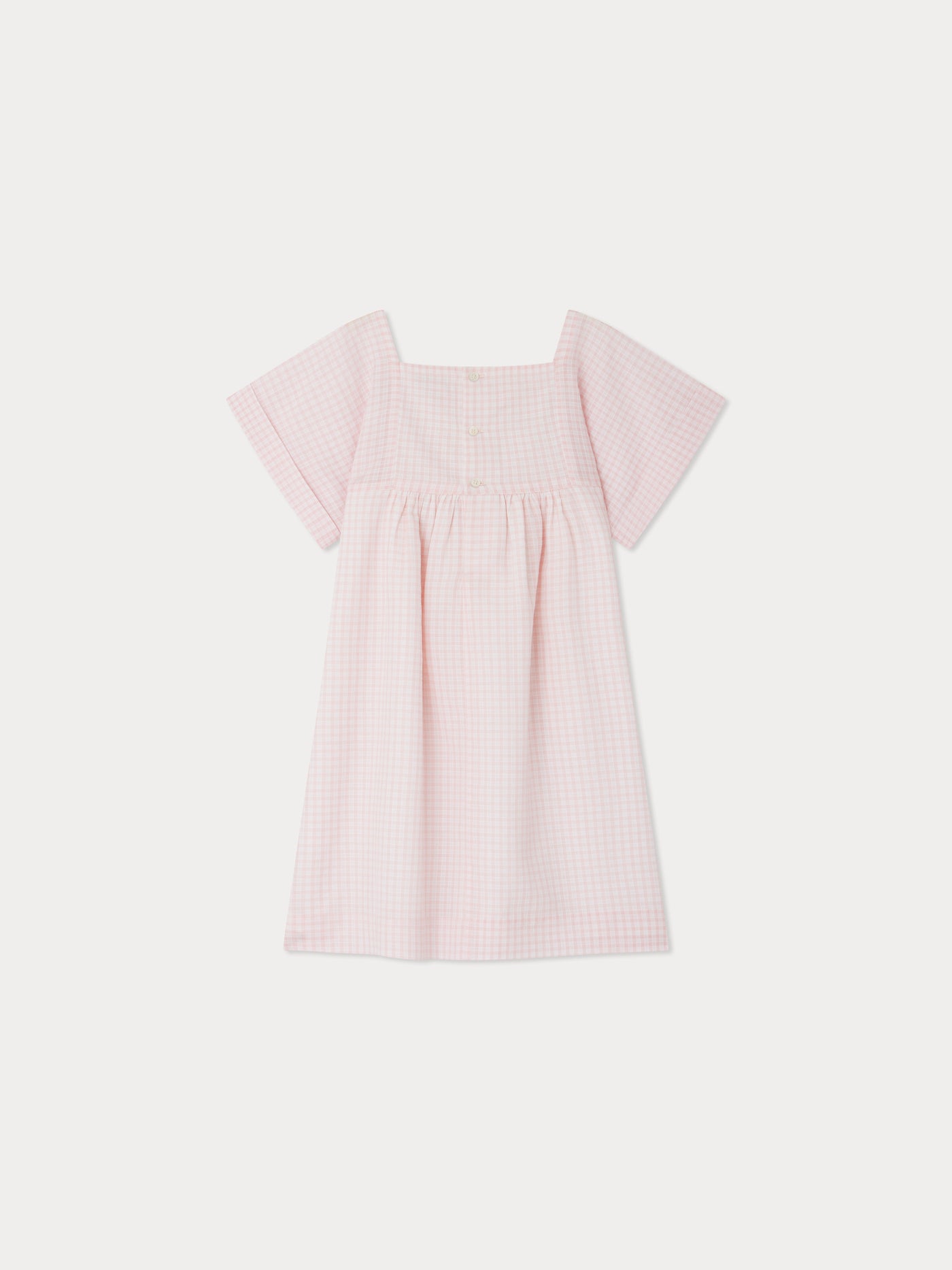 Paysanne dress in smocked and embroidered checks