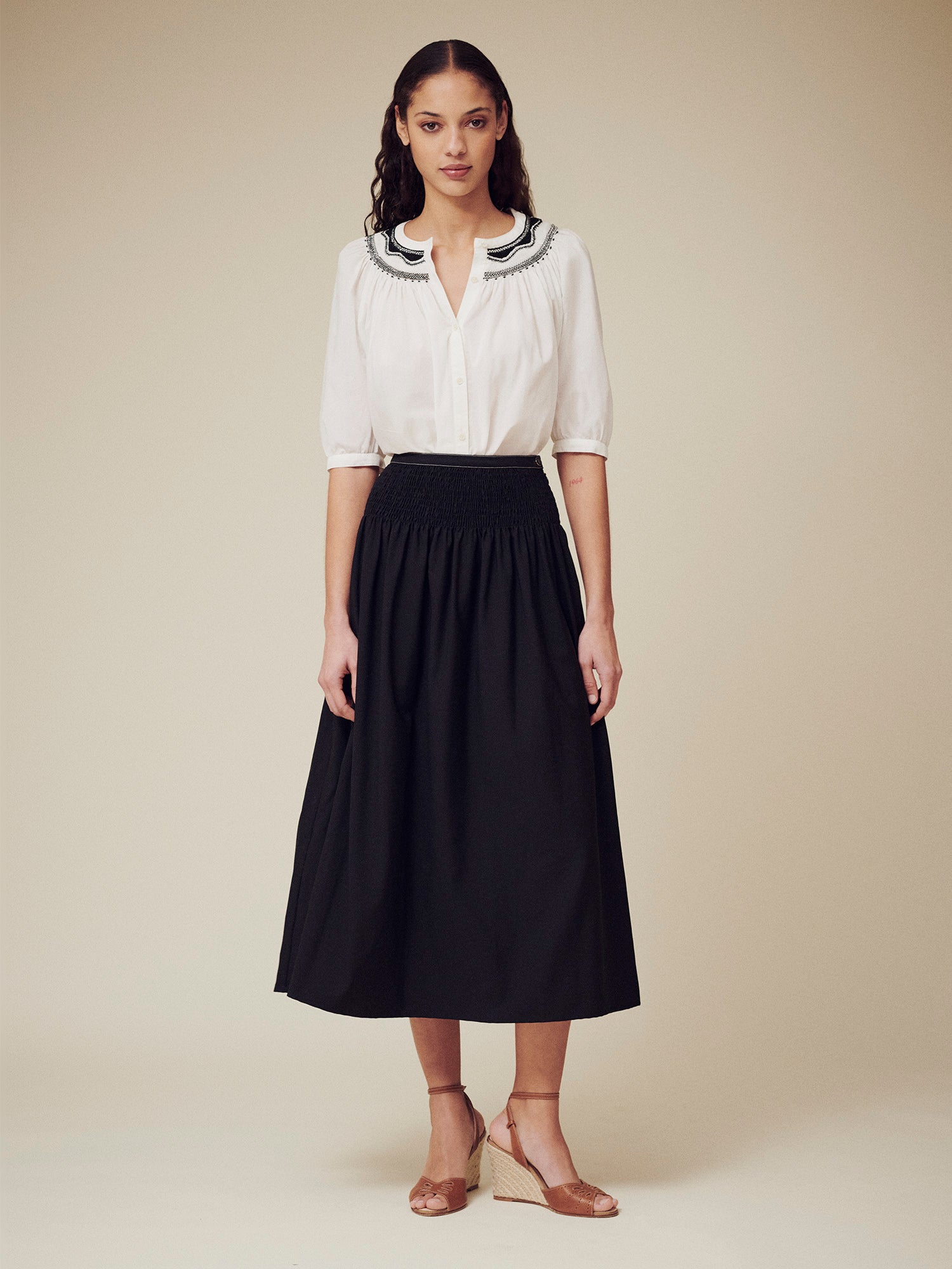 Women's summer look 2025 black skirt • Bonpoint