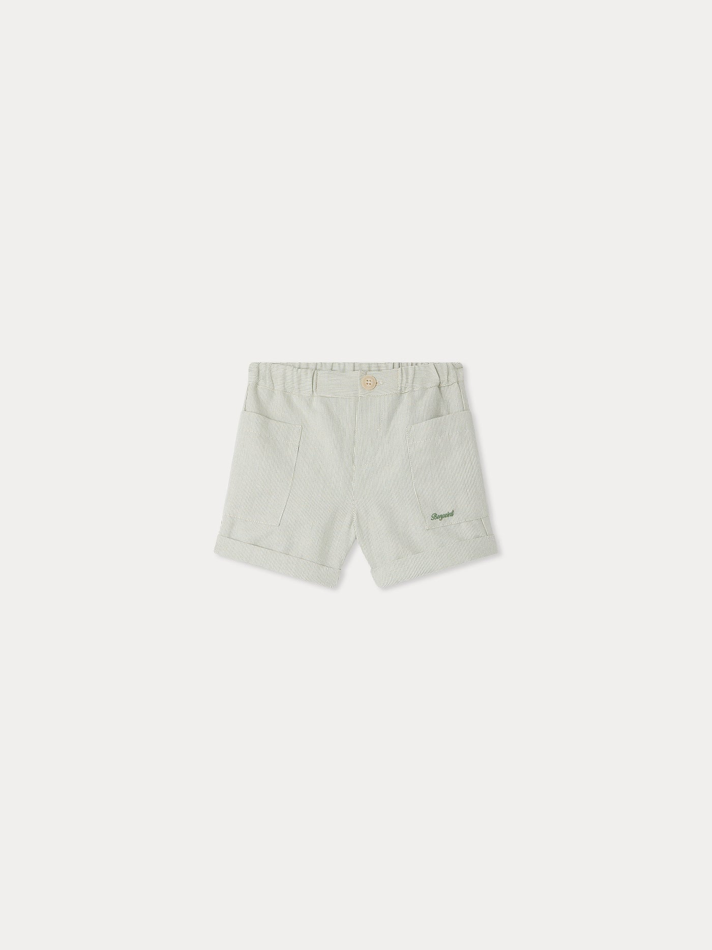 Nateo linen shorts with fine stripes