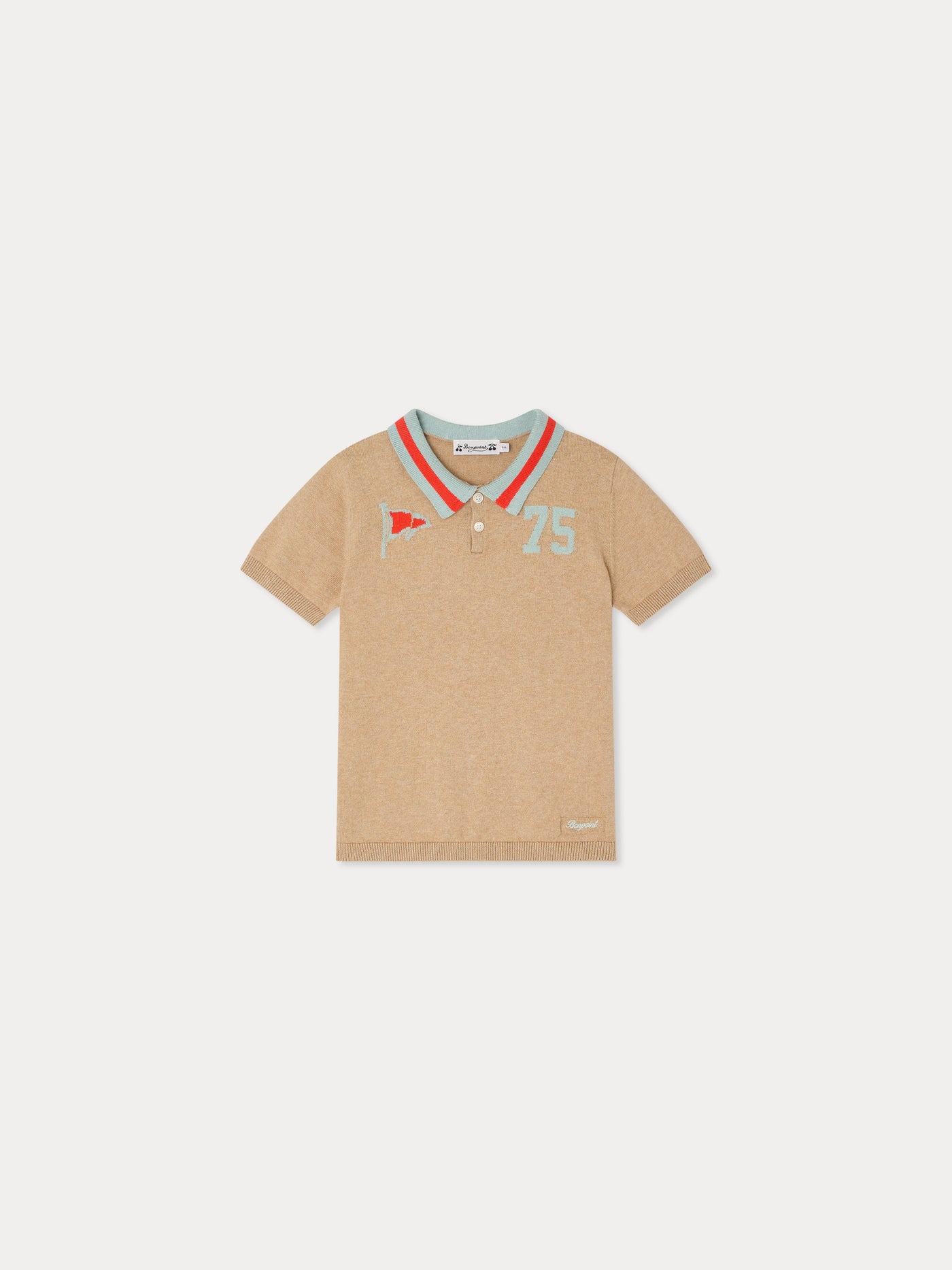 Polo Loyal with inset 75 flag in heather beige