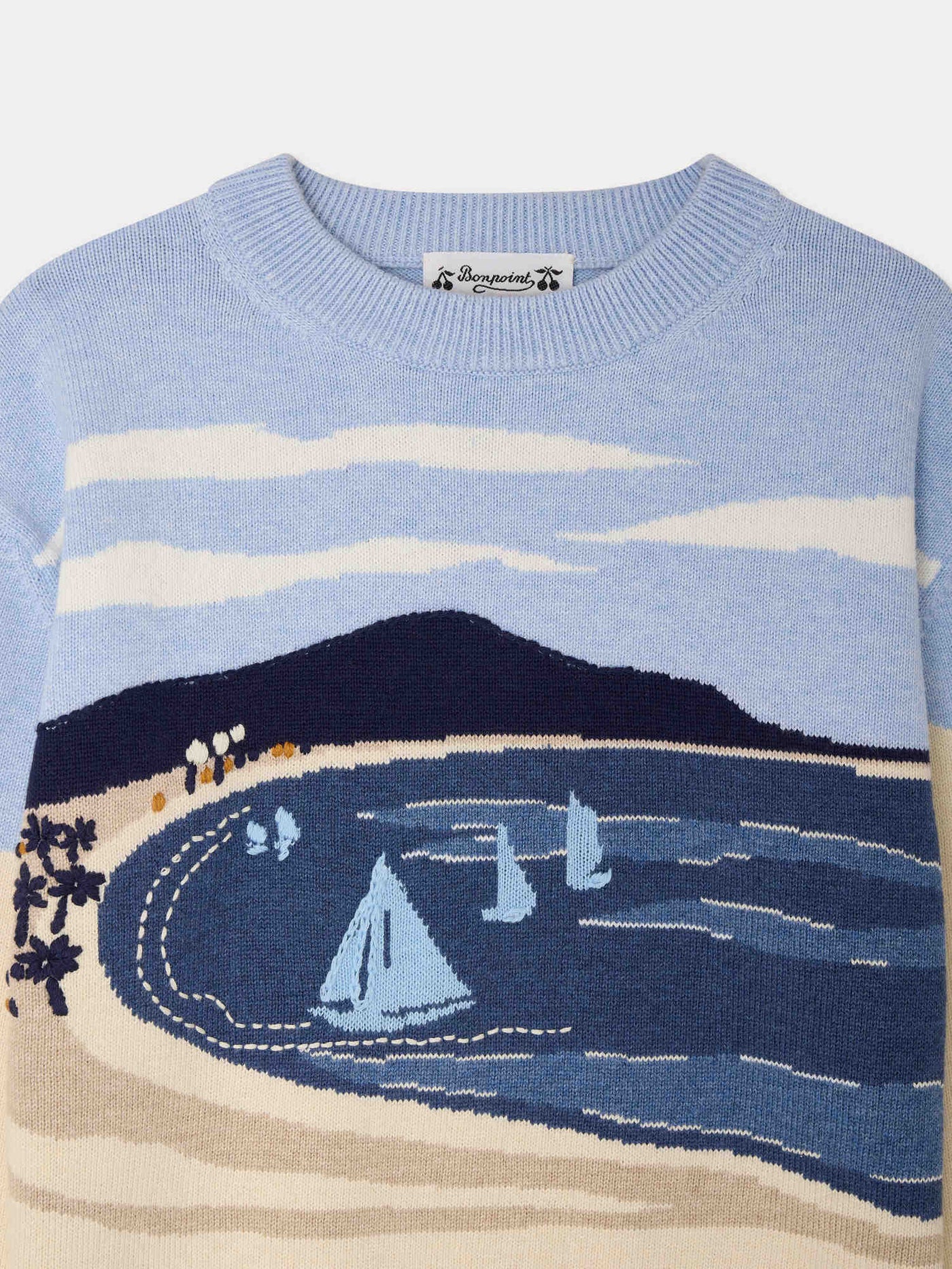 Lyle hand-embroidered seascape sweater in organic cotton and cashmere