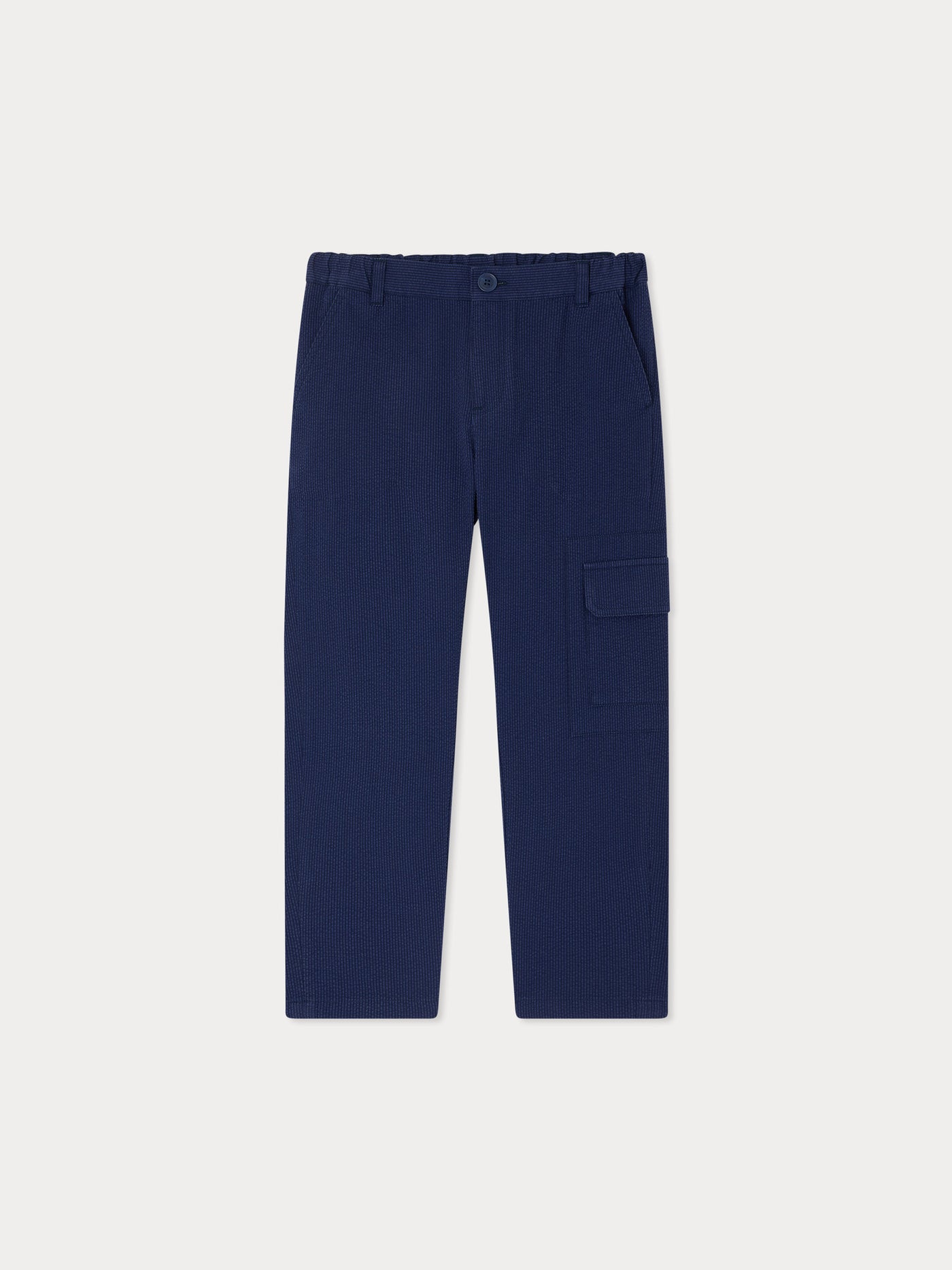 Francis cargo trousers in organic cotton seersucker