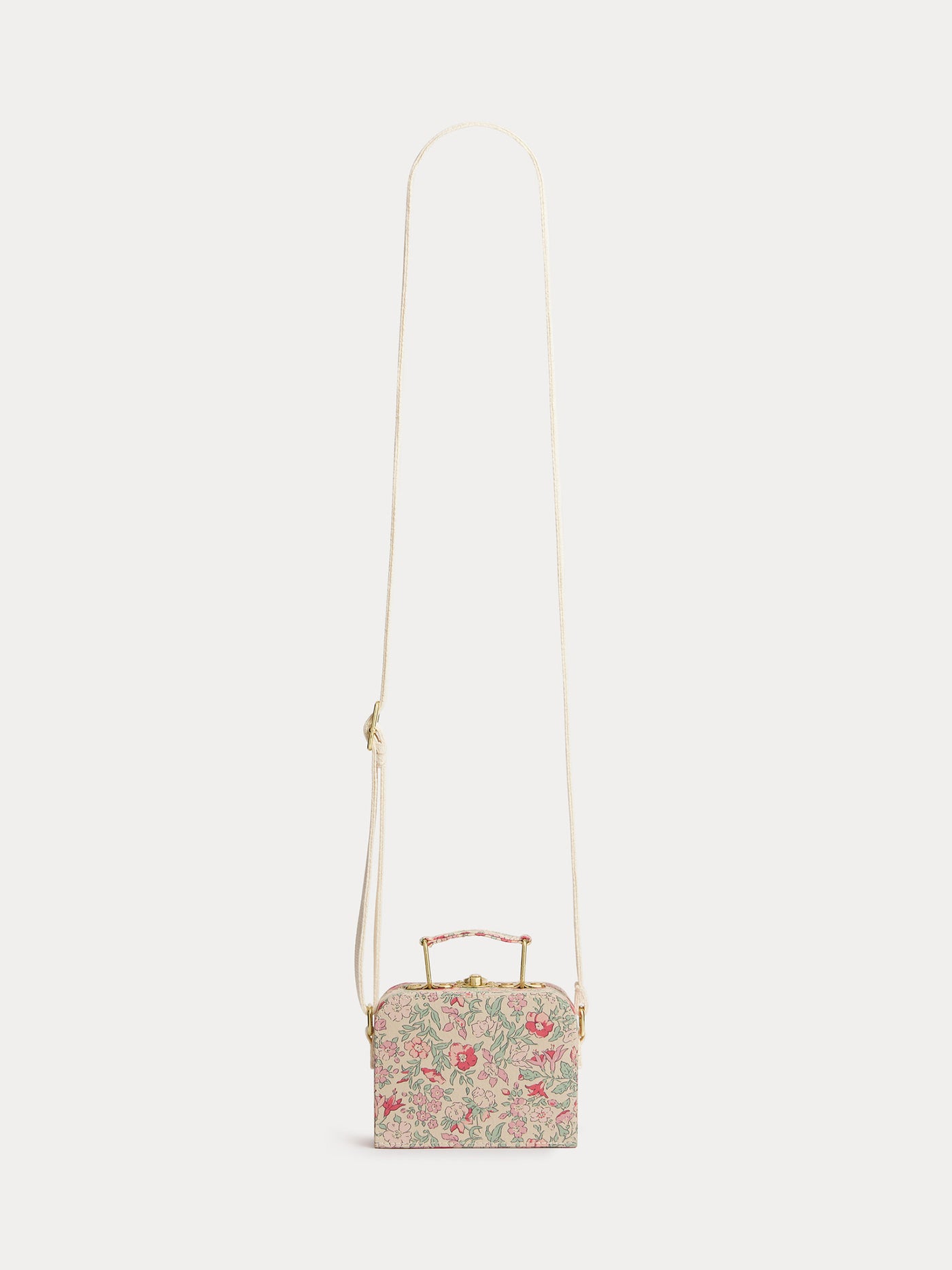 Jadore raspberry-colored suitcase bag in Liberty fabric with a cherry print in organic cotton