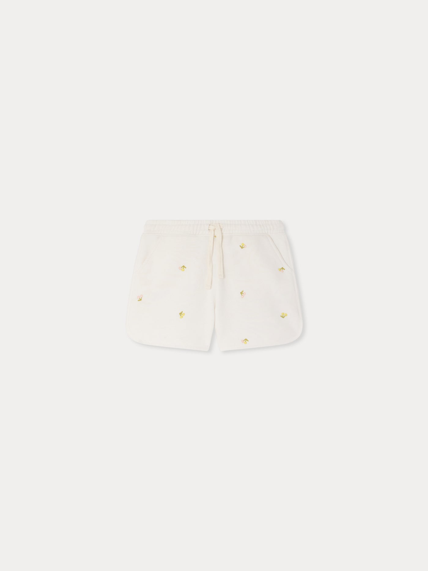 Caroline fleece shorts with cherry print in organic cotton