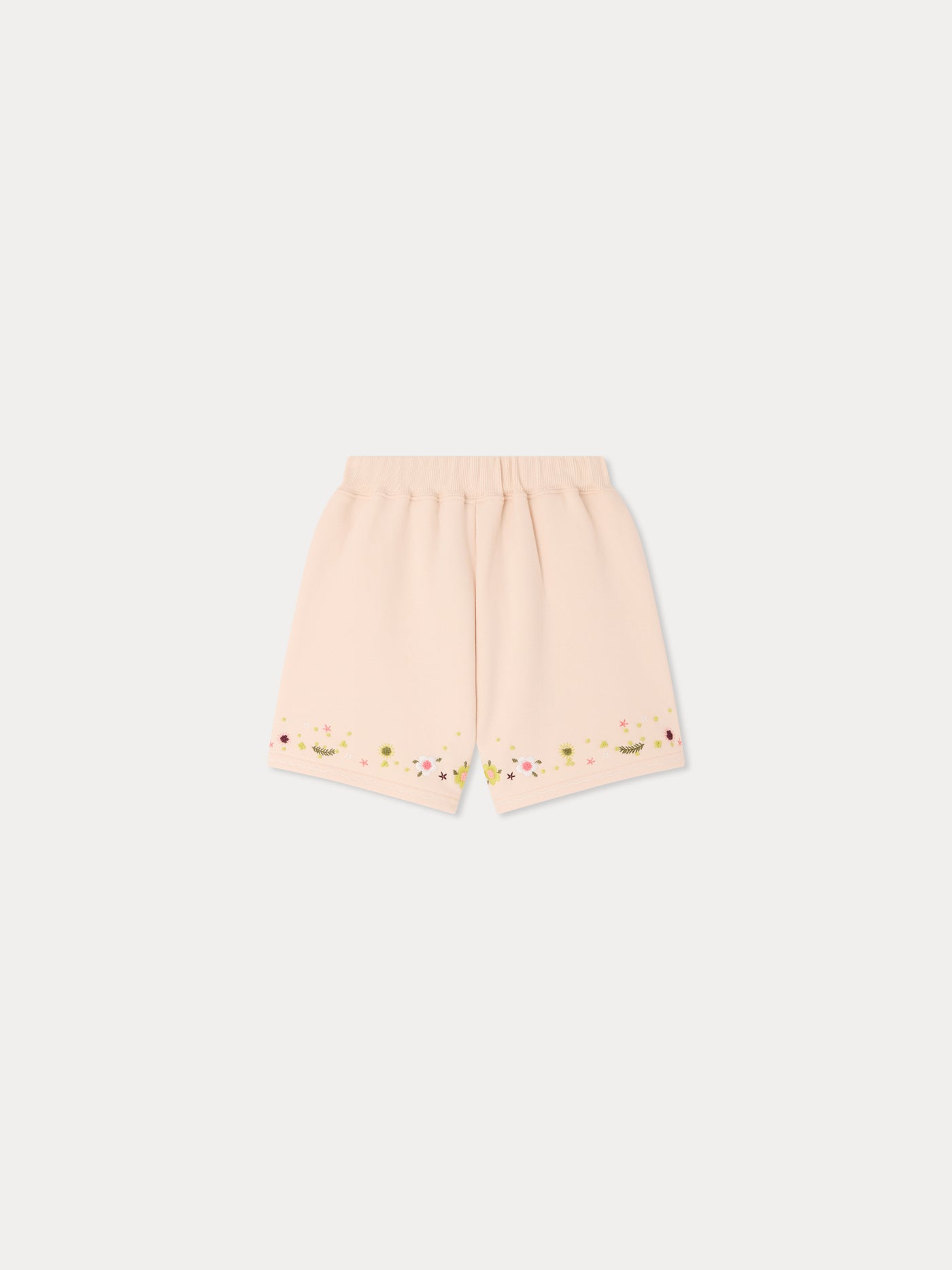 Cornelia hand-embroidered floral fleece shorts in organic cotton