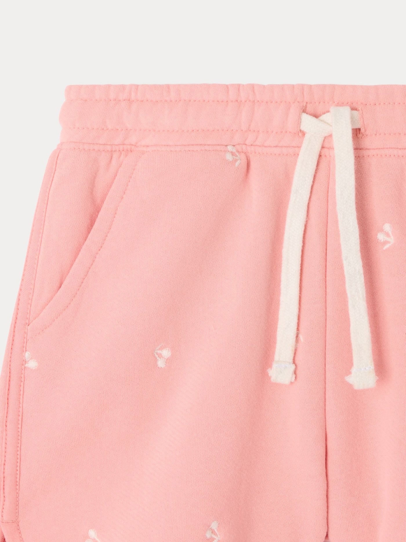 Caroline fleece shorts with cherry embroidery made from organic cotton