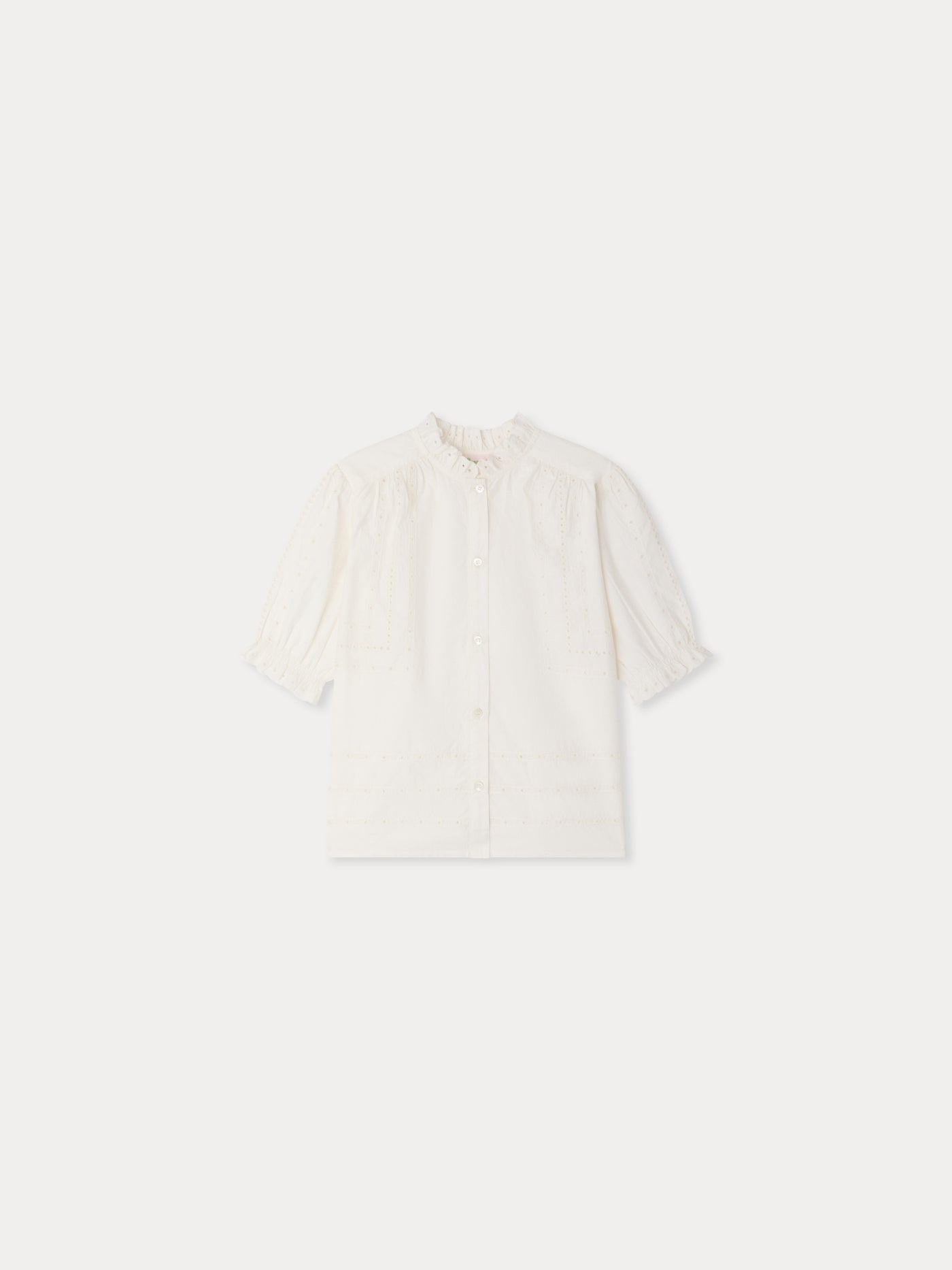 Letitia blouse in organic cotton poplin with contrasting embroidery